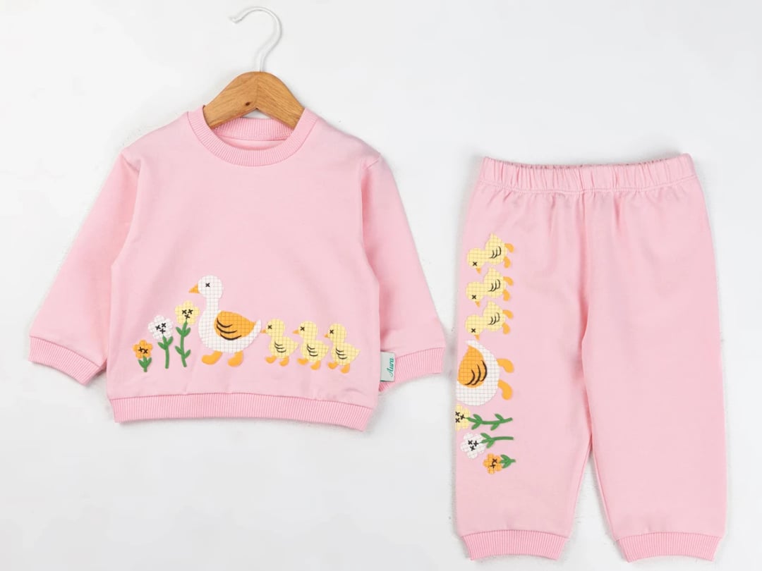 Pink Duck Print Girls' Tracksuit Set - Comix - by Peralane