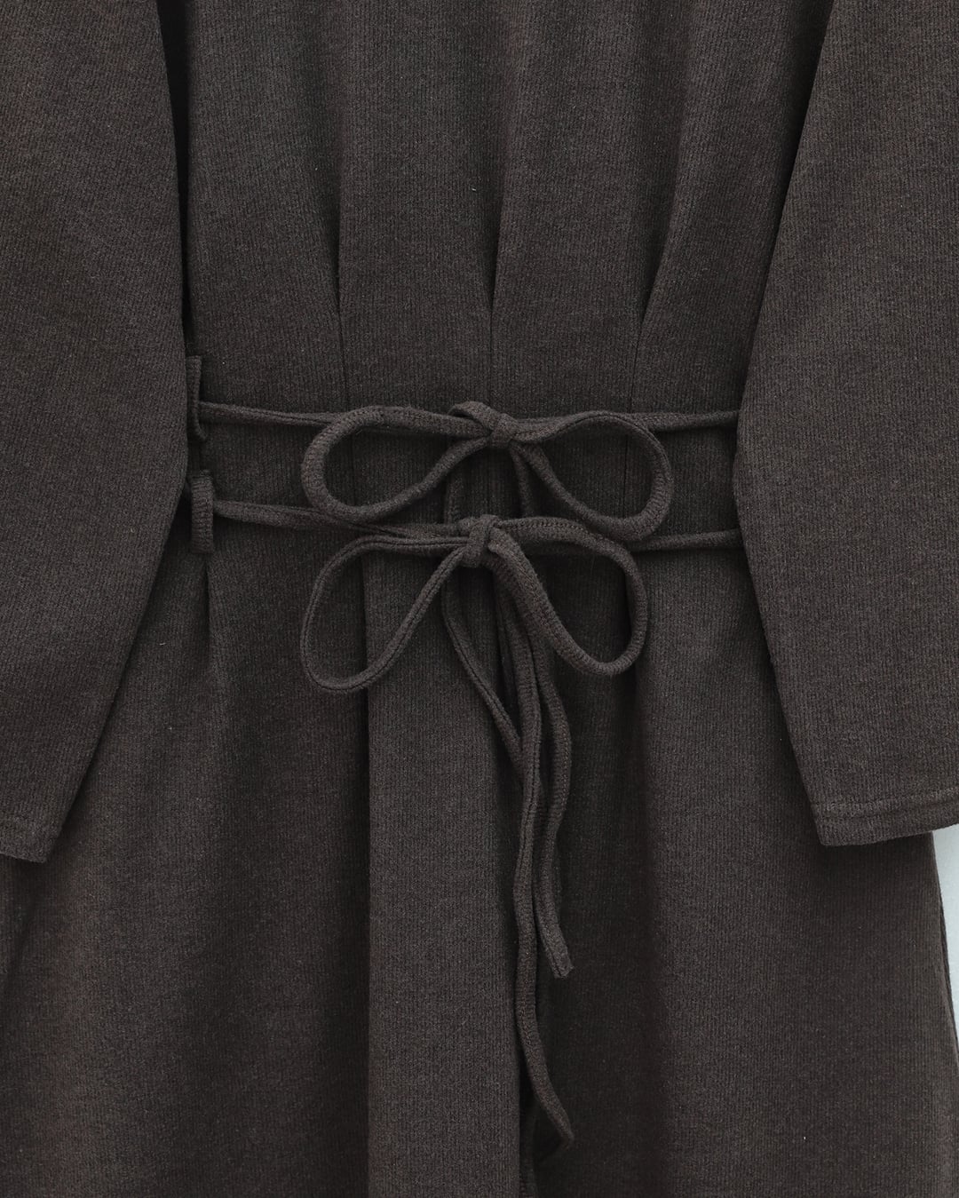 Long-Sleeved Draped Belted Long Dress in Brown - Podyumplus - by Peralane - photo 3