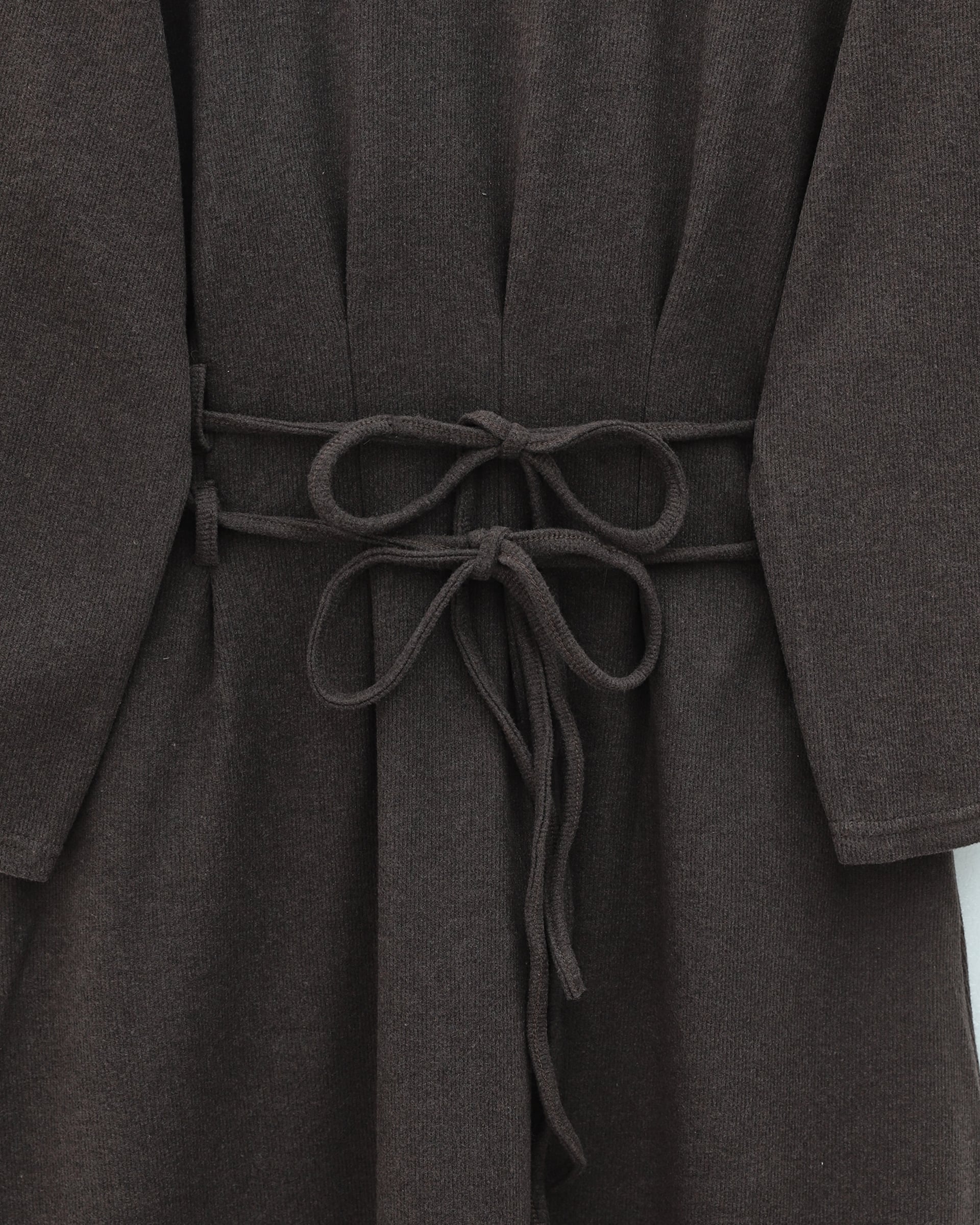 Long-Sleeved Draped Belted Long Dress in Brown - Podyumplus - by Peralane - photo 3