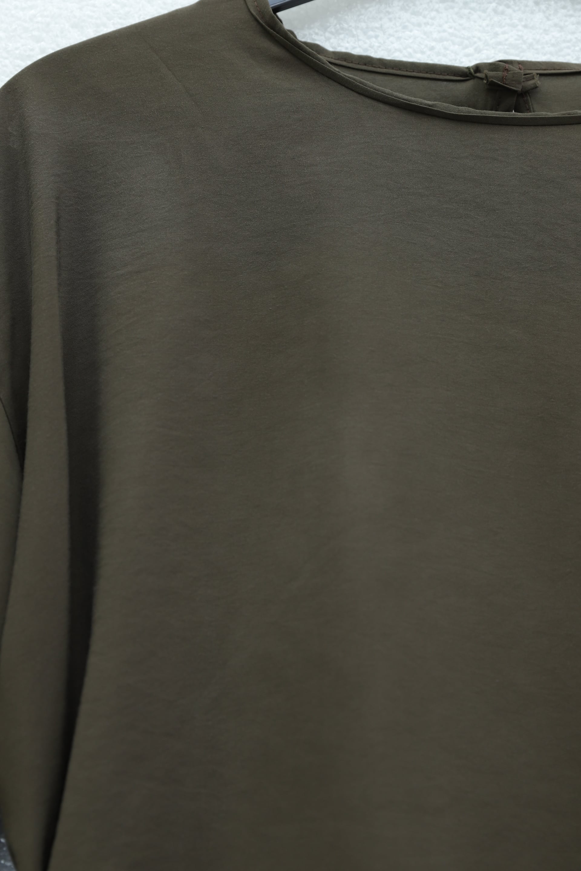 Asymmetric Cut Belted Oversize Modal Tunic - Olive Green - Podyumplus - by Peralane - photo 4
