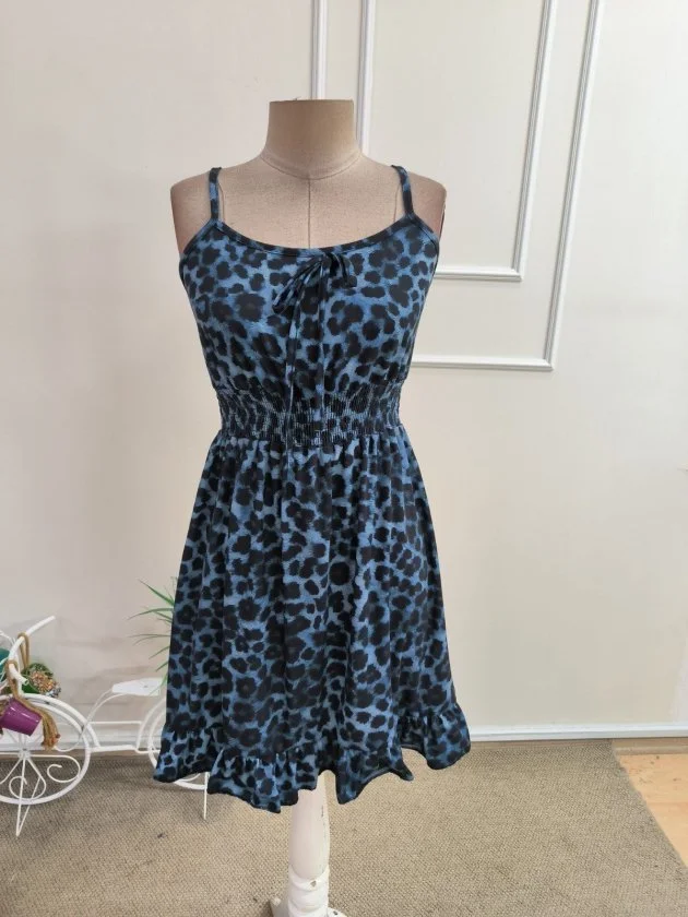 Women's Spaghetti Strap Leopard Print Smocked Waist Dress - Janes - by Peralane - photo 4