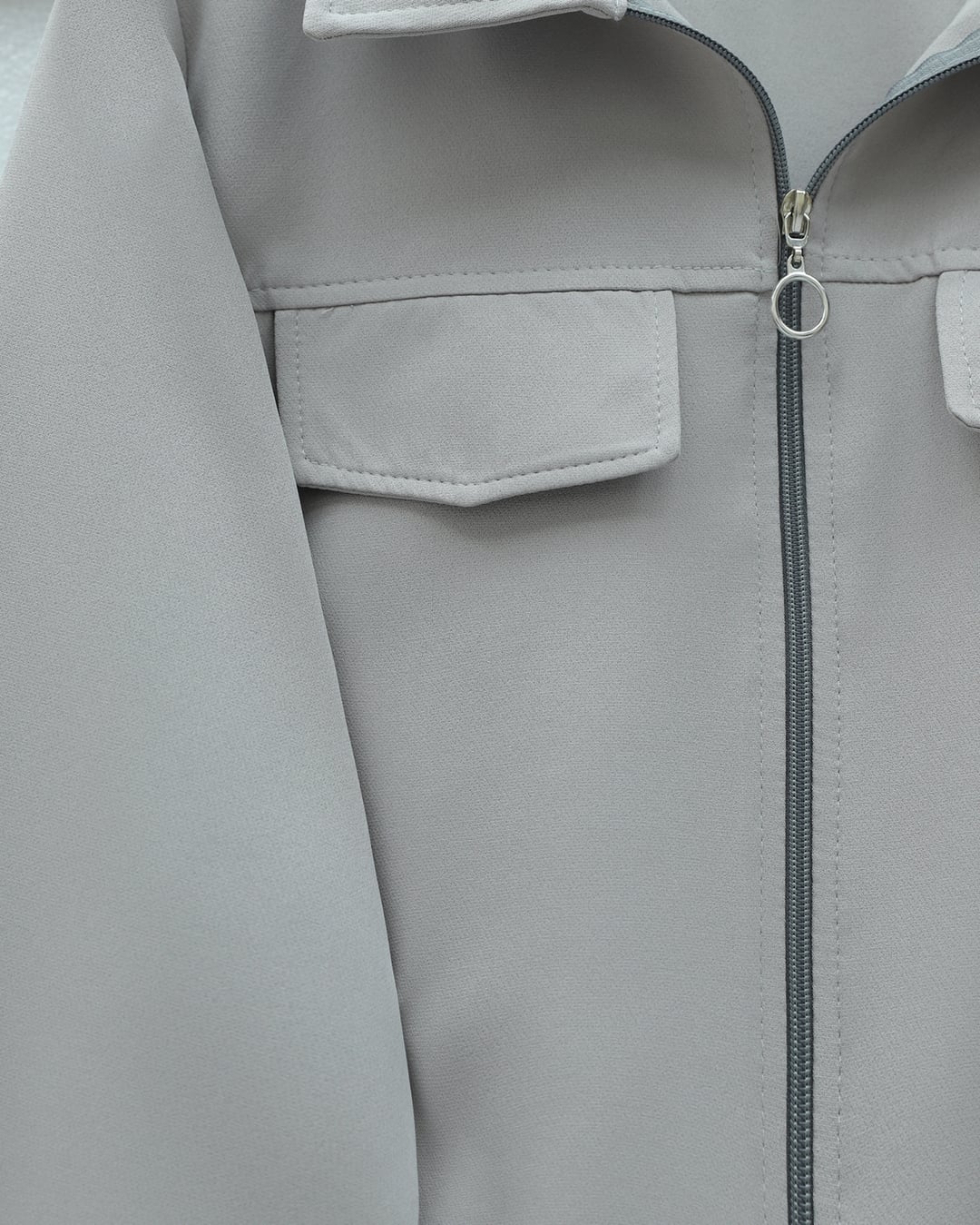 Zip-Front Jacket and Midi Skirt Co-ord Set - Grey - Podyumplus - by Peralane - photo 4