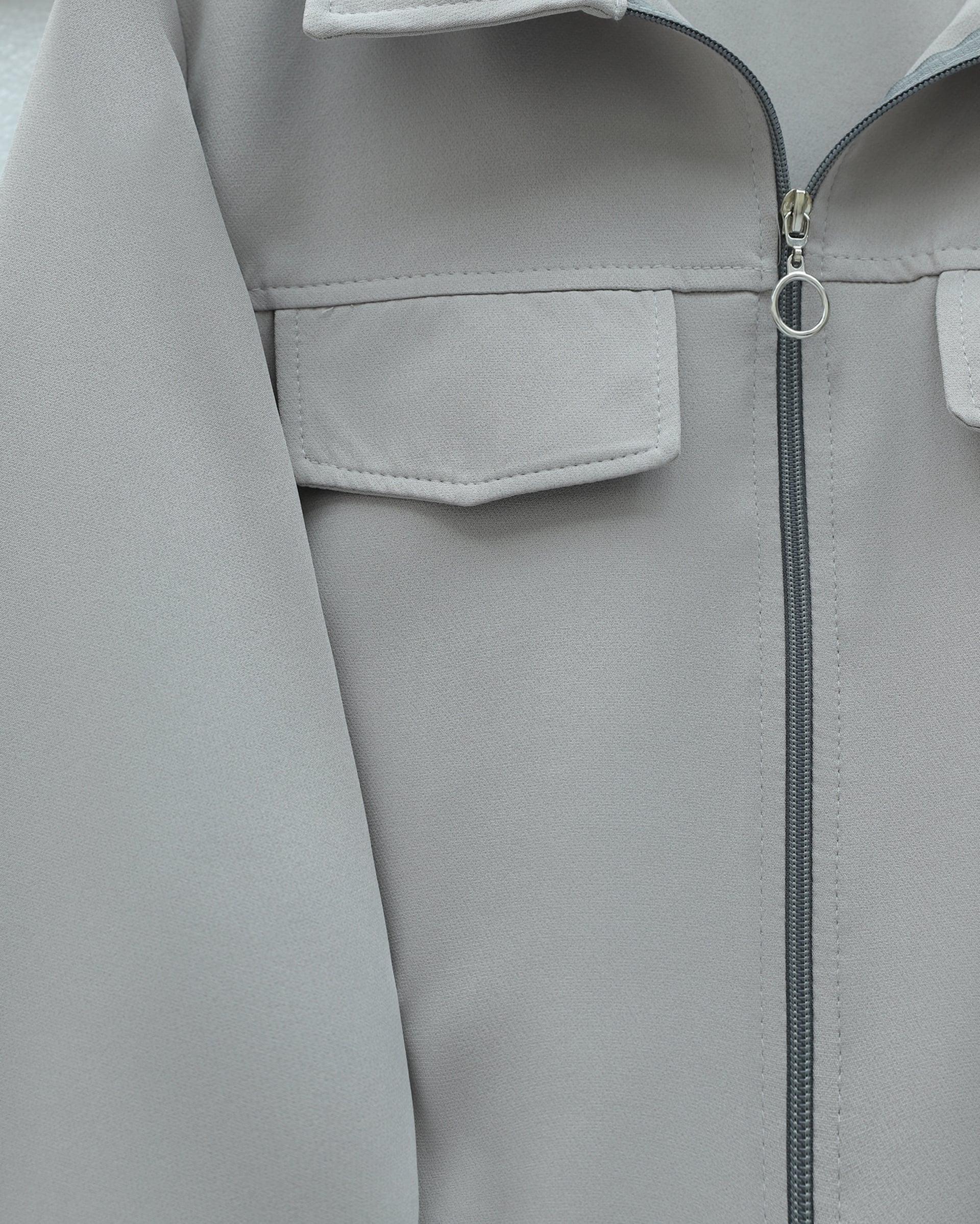 Zip-Front Jacket and Midi Skirt Co-ord Set - Grey - Podyumplus - by Peralane - photo 4