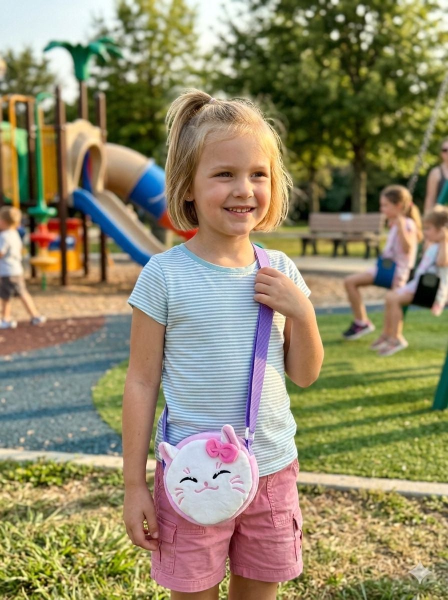 Pink Cat Face Crossbody Bag for Kids - Nesvay - by Peralane