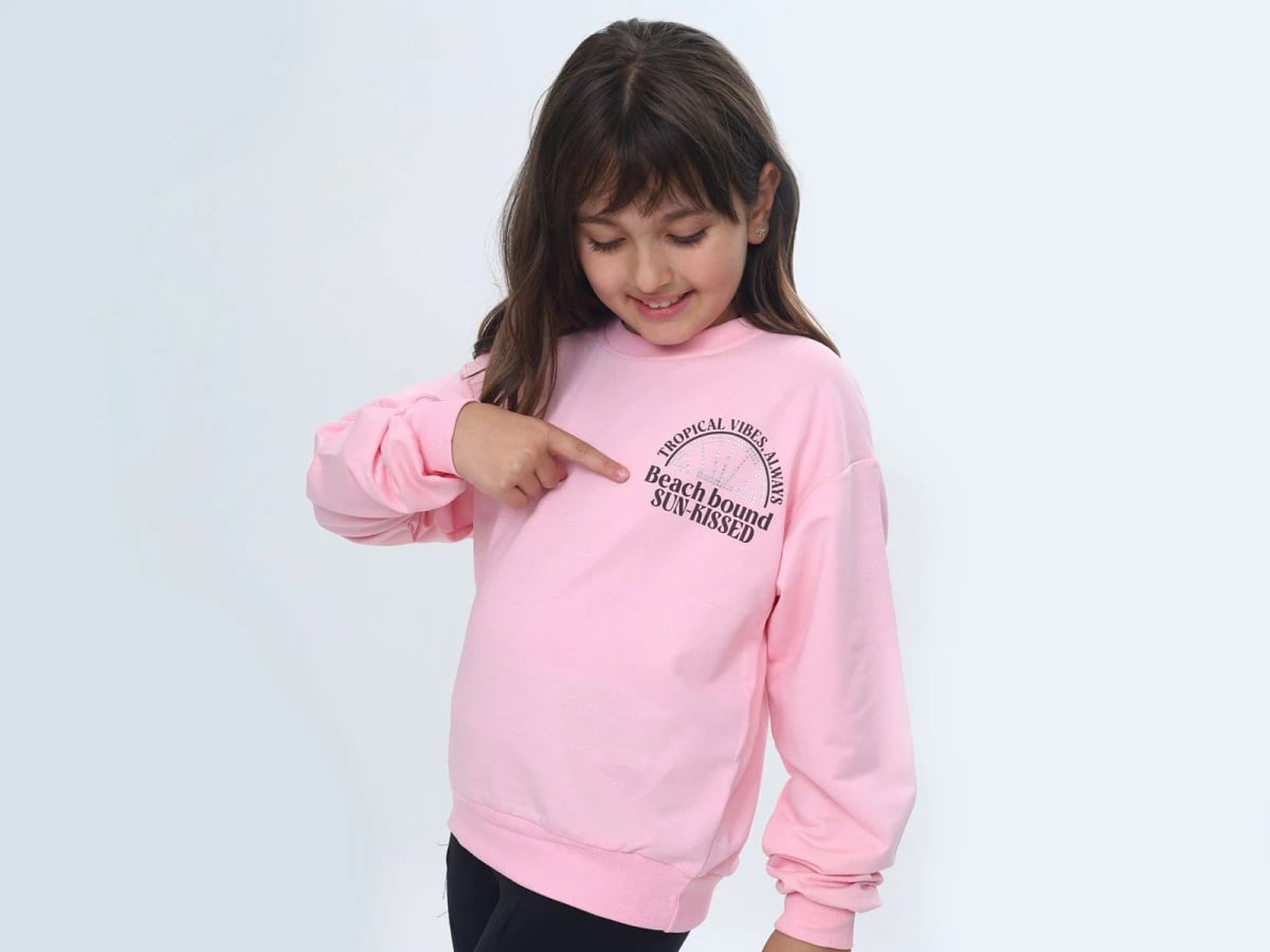 Beach Bound Printed Girls' Sweatshirt - Light Pink (Pack of 5) - Vizviz - by Peralane