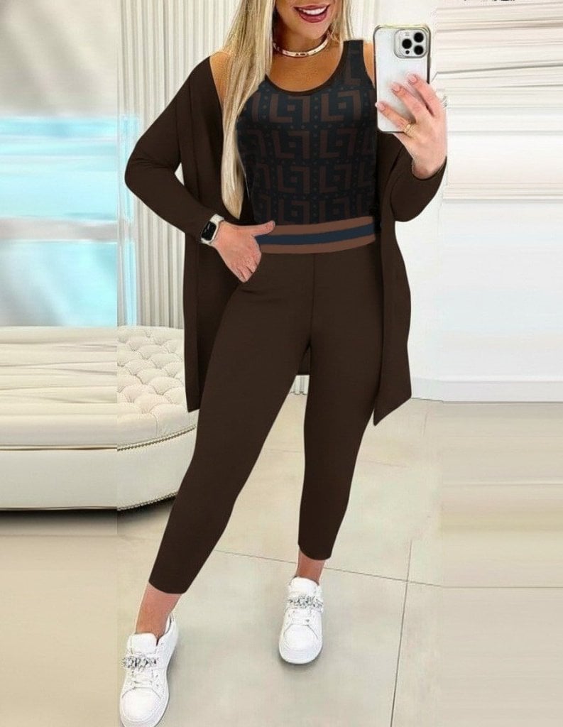 Women's Three-Piece Knit Lounge Set with Tank Top, Leggings and Cardigan - Janes - by Peralane - photo 2