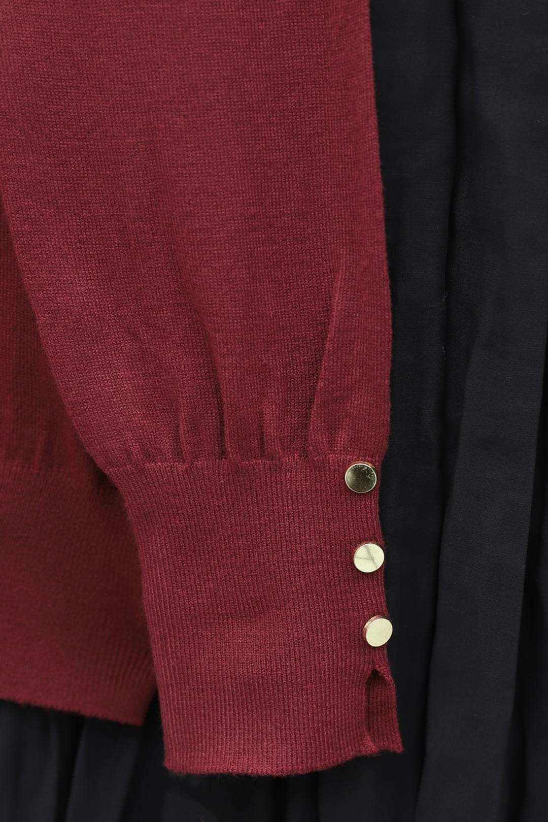 Round Neck Long Sleeve Button Detail Knit Tunic - Burgundy - Podyumplus - by Peralane - photo 5