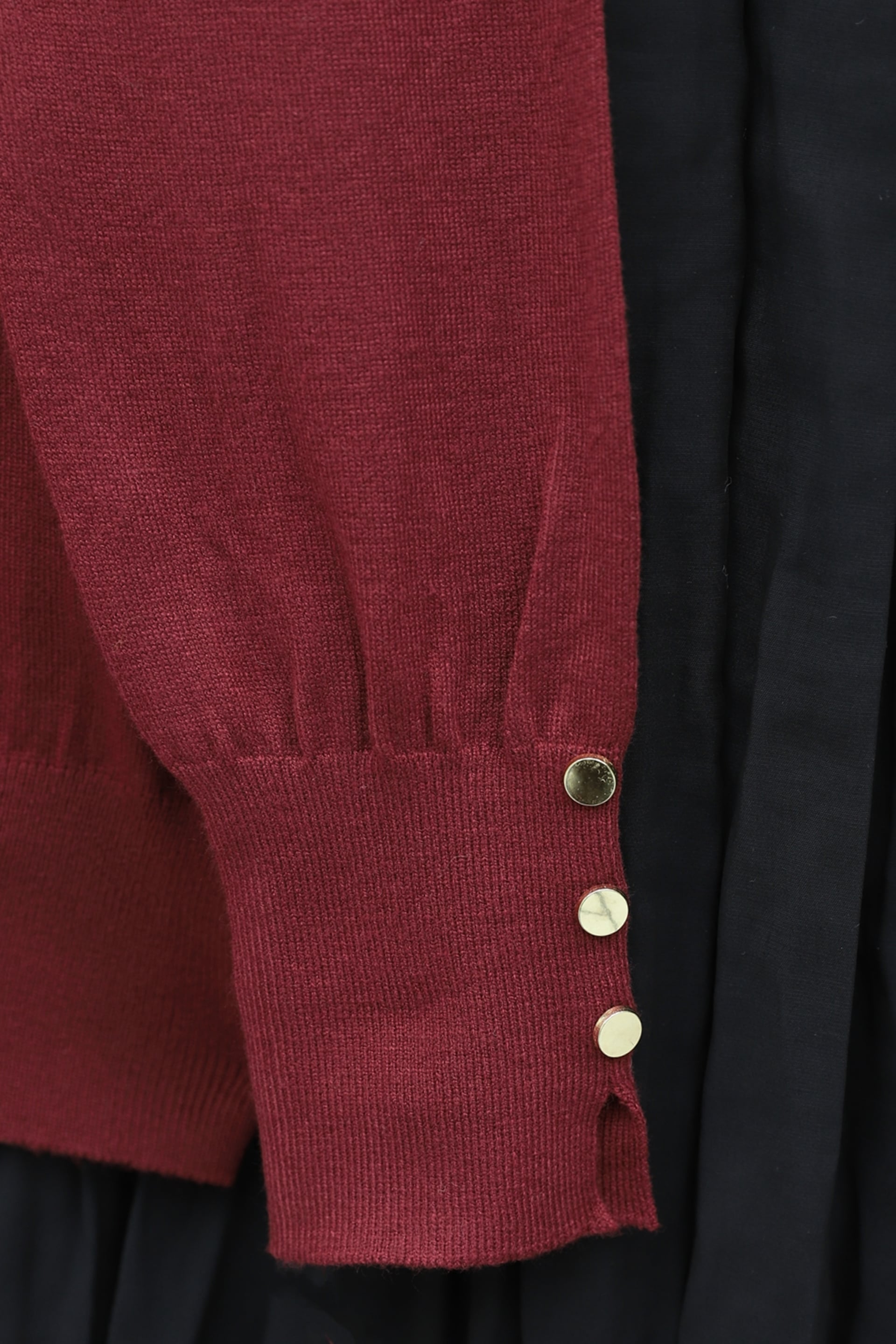 Round Neck Long Sleeve Button Detail Knit Tunic - Burgundy - Podyumplus - by Peralane - photo 5
