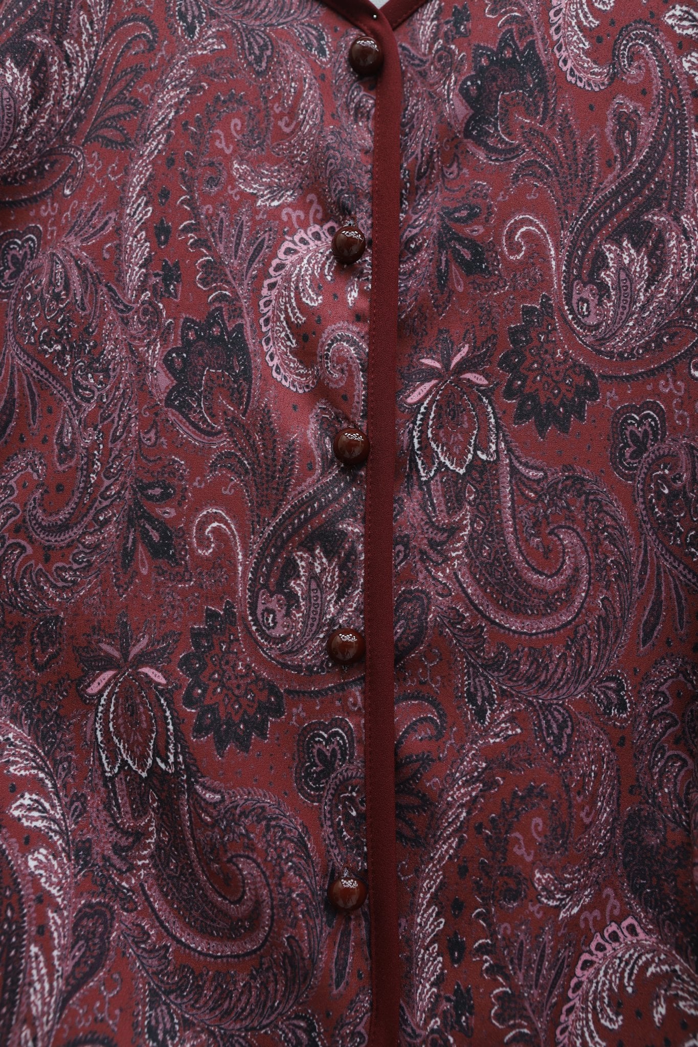 Top Button Ethnic Pattern Skirted Crepe Set - Bordeaux - Podyumplus - by Peralane - photo 9