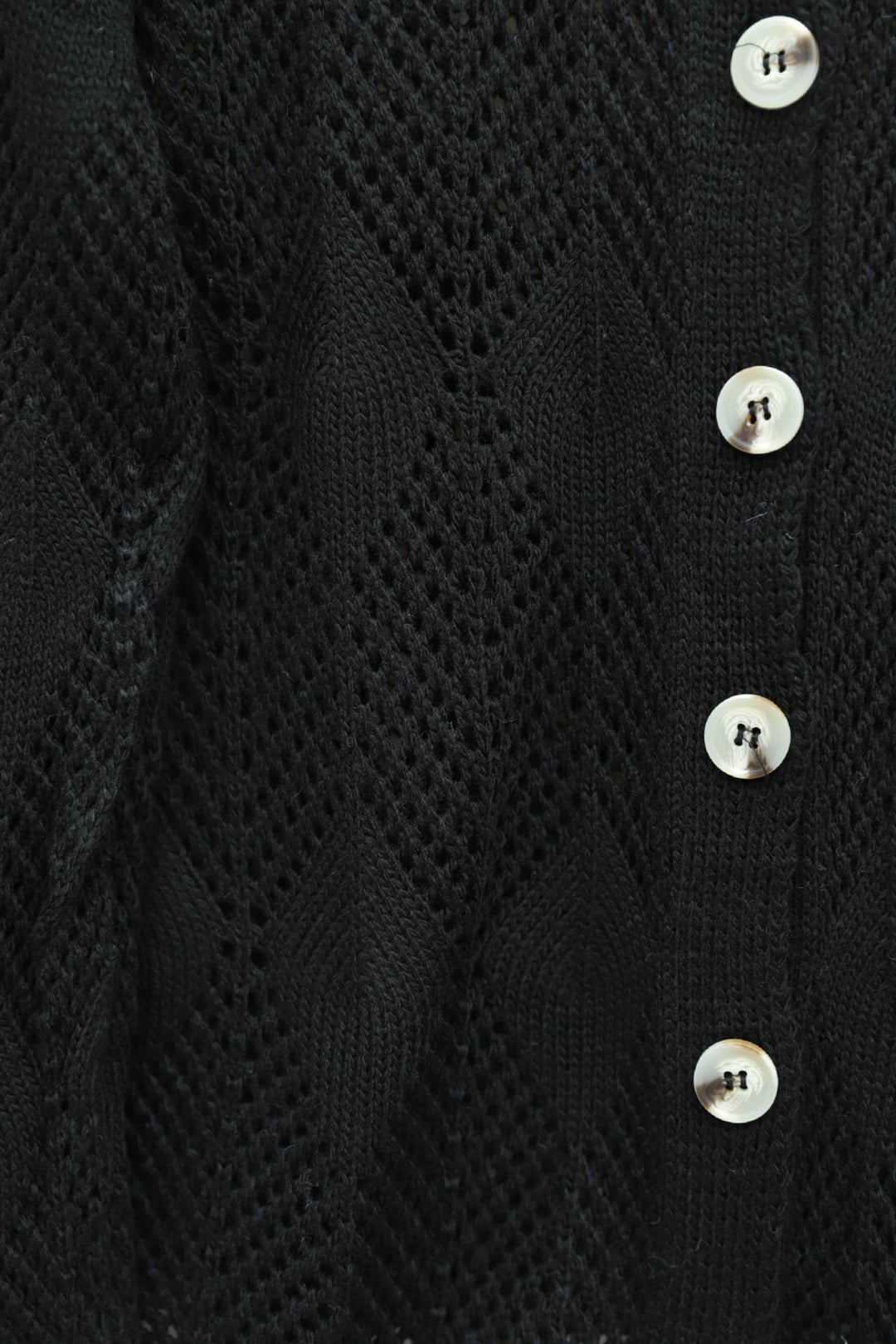 Leaf Pattern Open-Knit Cardigan - Black - Podyumplus - by Peralane - photo 5