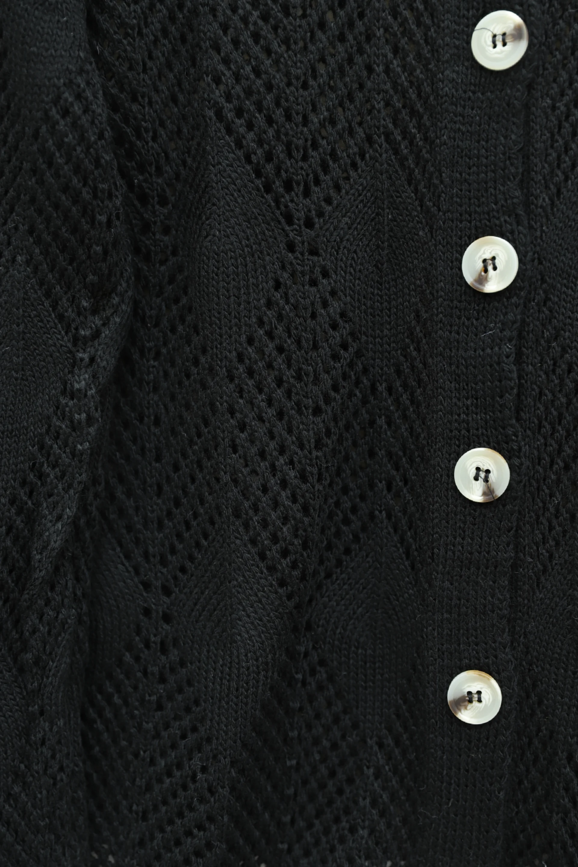 Leaf Pattern Open-Knit Cardigan - Black - Podyumplus - by Peralane - photo 5