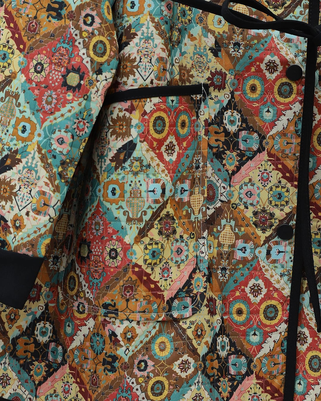 Ethnic Print Jacket with Folded Sleeves and Tie Waist - Women's - Podyumplus - by Peralane - photo 3