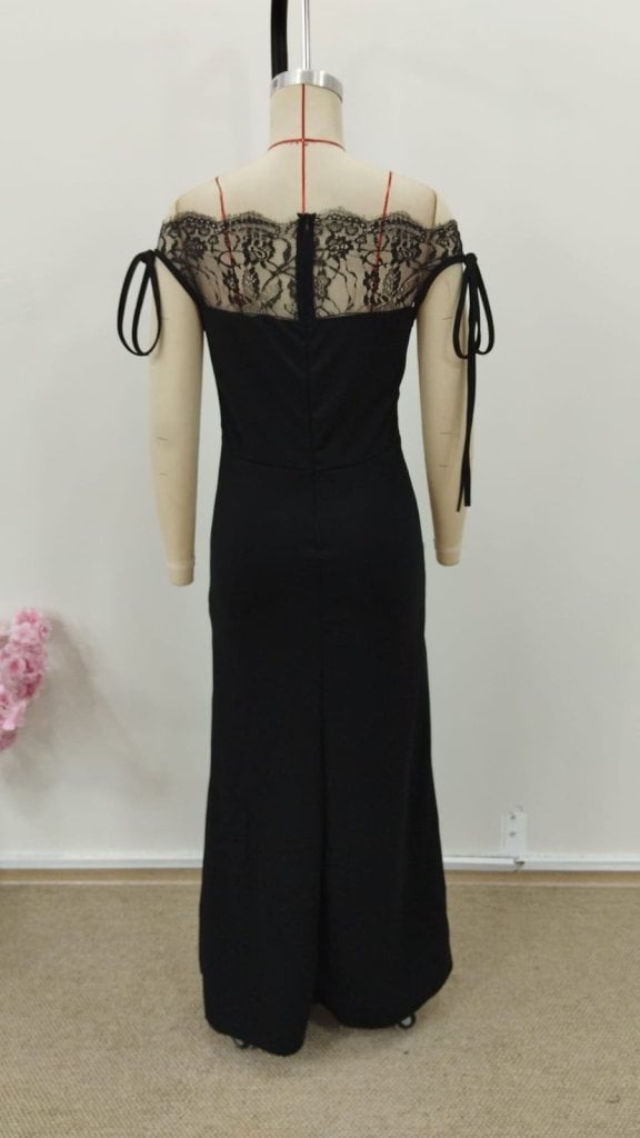 Women's Off-Shoulder Lace Crepe Dress - Janes - by Peralane - photo 8