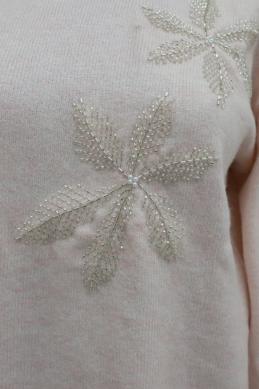 Pink Beaded Floral Balloon Sleeve Knit Tunic - Podyumplus - by Peralane - photo 9