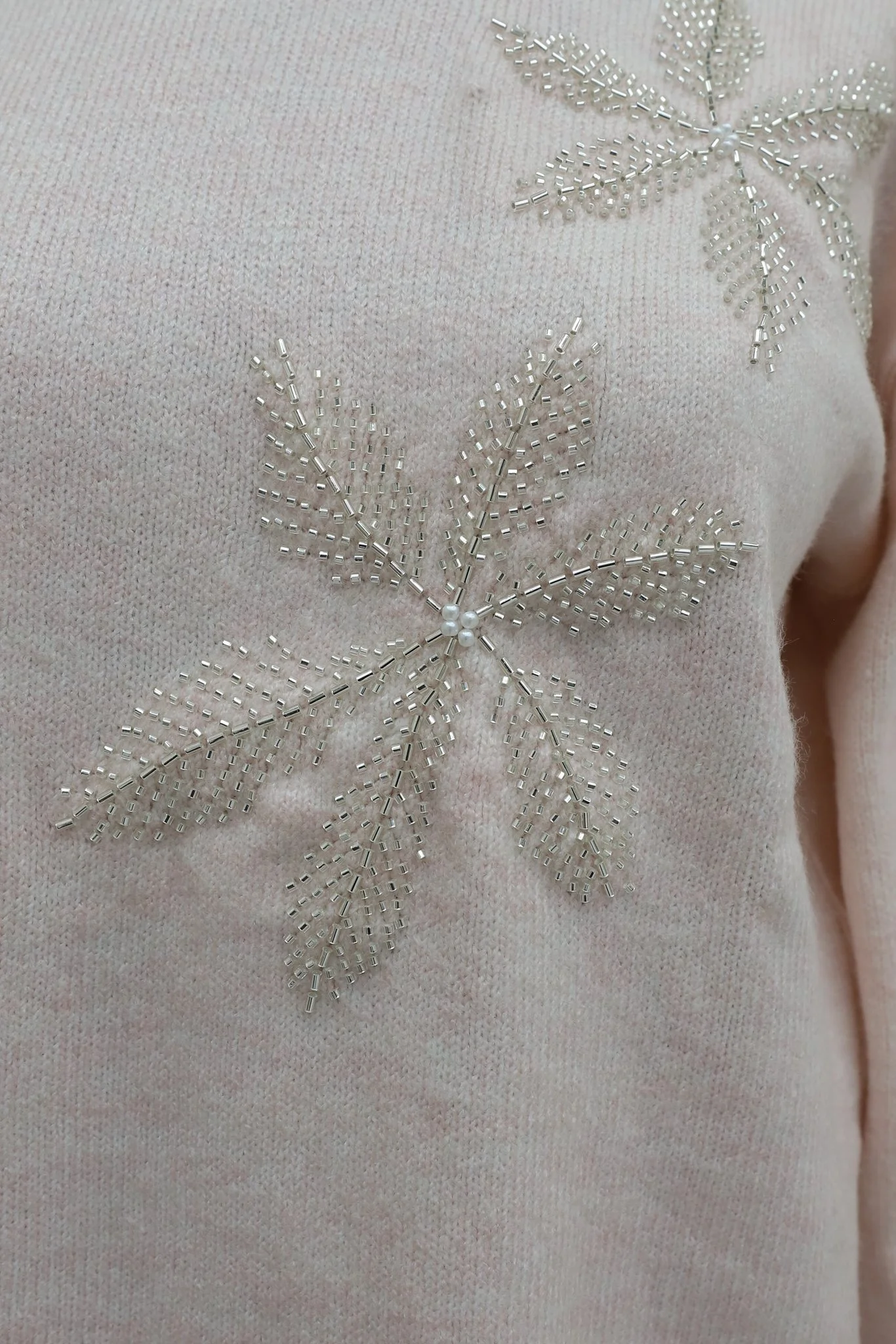 Pink Beaded Floral Balloon Sleeve Knit Tunic - Podyumplus - by Peralane - photo 9