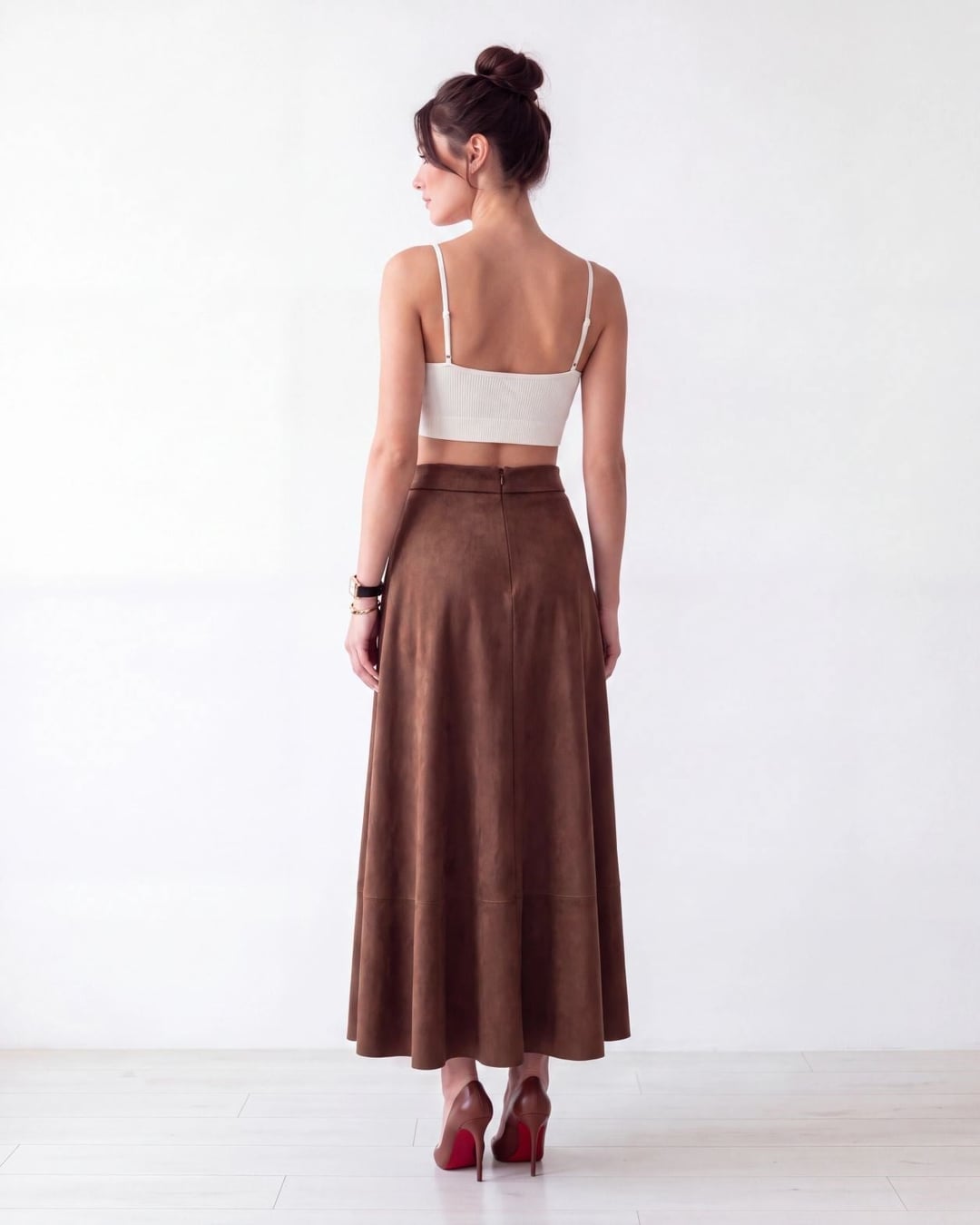 Women's Camel Brown Maxi Skirt with High Waist - Fame - by Peralane - photo 3