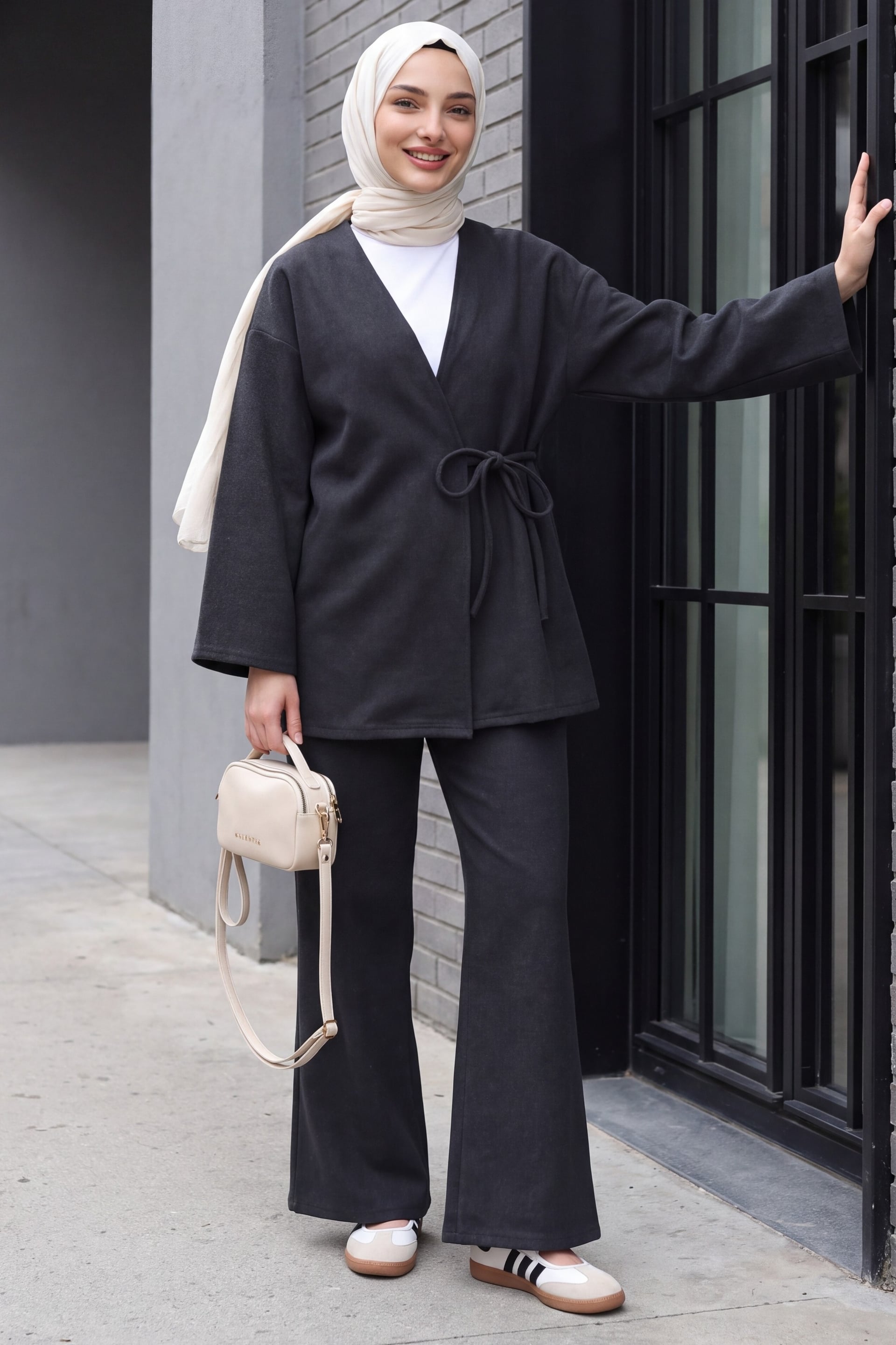 Cross-Tie Selanik Kimono Set - Anthracite - Podyumplus - by Peralane - photo 2