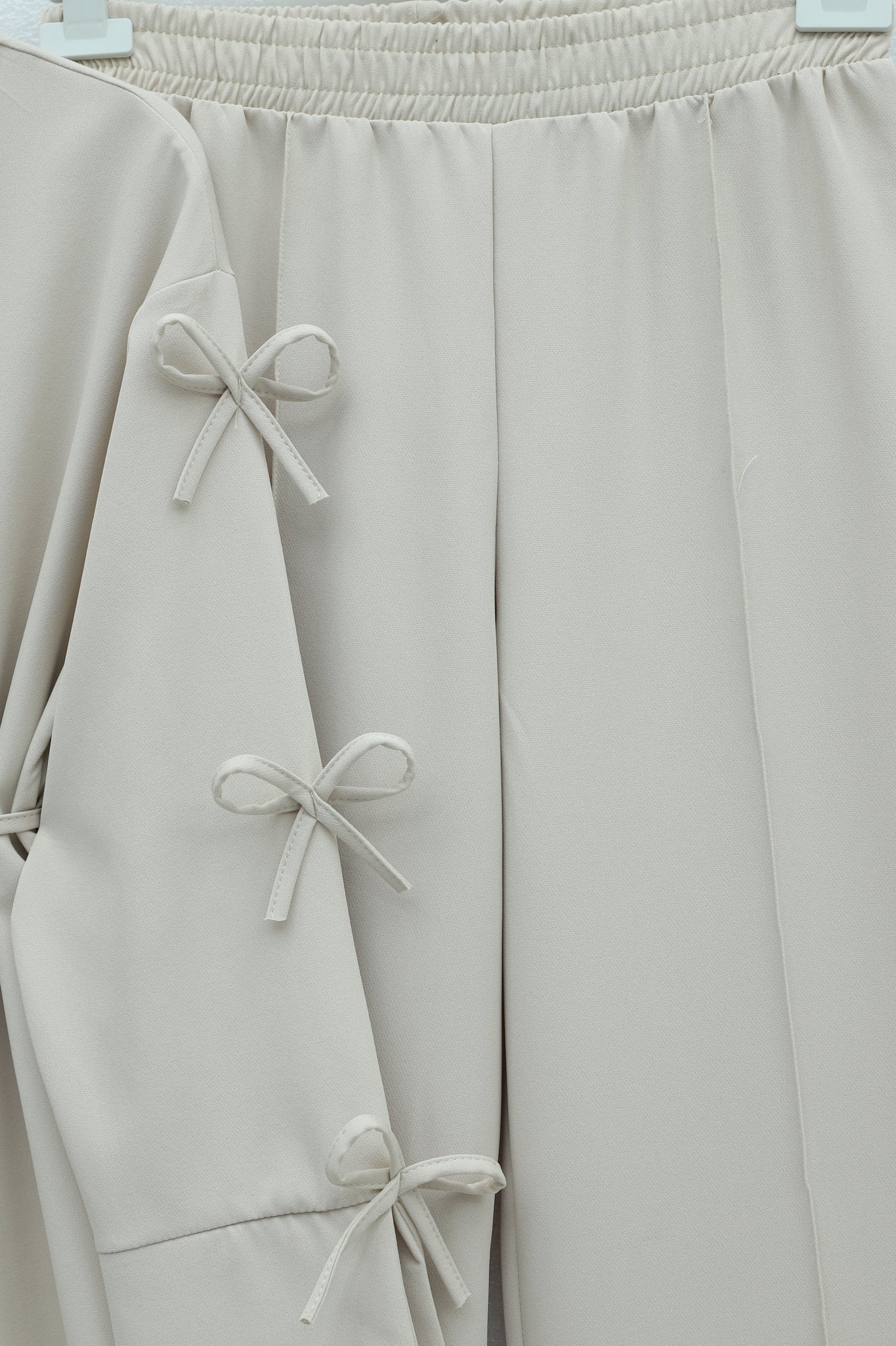 Beige Crepe Two-Piece Set with Bow Detail Sleeves - Podyumplus - by Peralane - photo 6