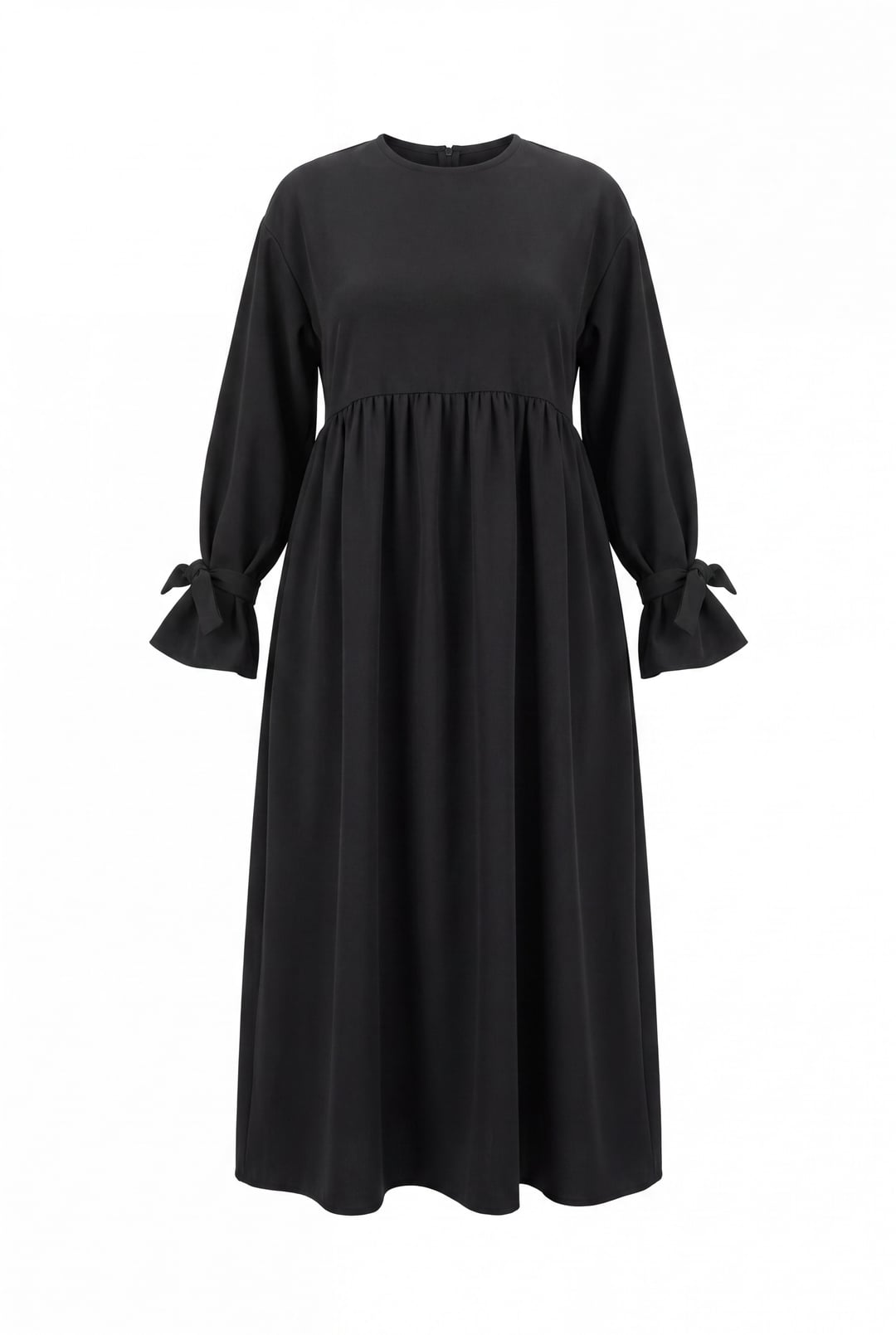 Long Sleeve Tie-Cuff Layered Maxi Dress in Black - Podyumplus - by Peralane - photo 2