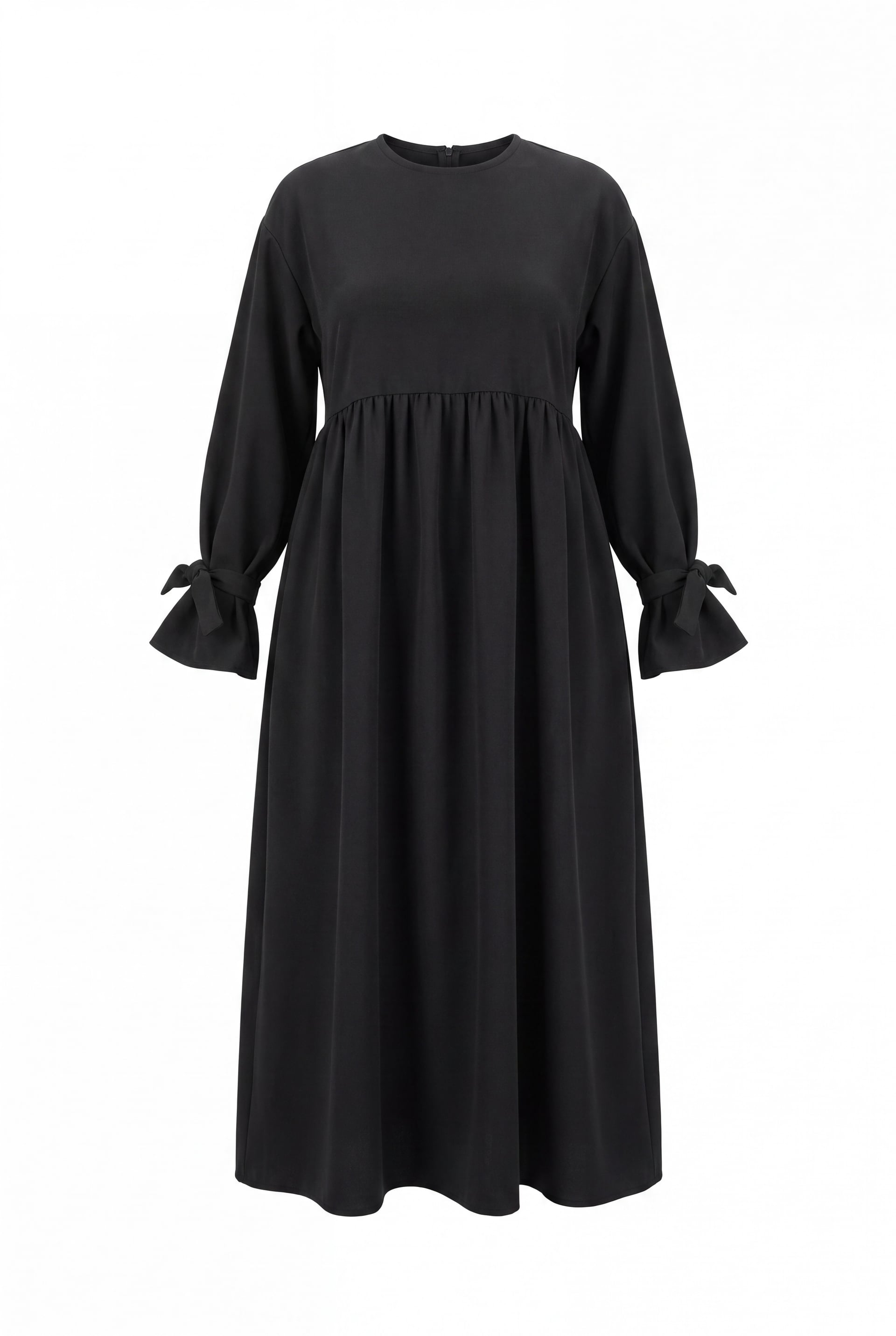 Long Sleeve Tie-Cuff Layered Maxi Dress in Black - Podyumplus - by Peralane - photo 2