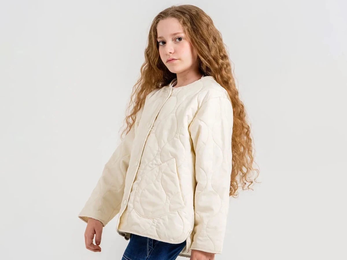 Quilted Button-Up Girls Jacket - Cream - ÖZ Bebe - by Peralane
