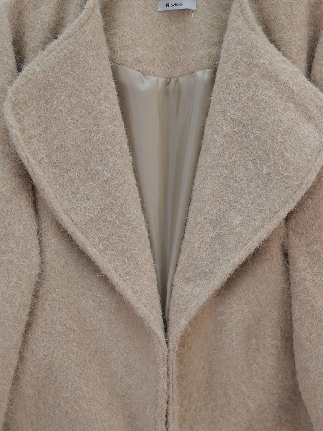 Beige Shawl Collar Lined Pocket Boucle Jacket - Podyumplus - by Peralane - photo 2
