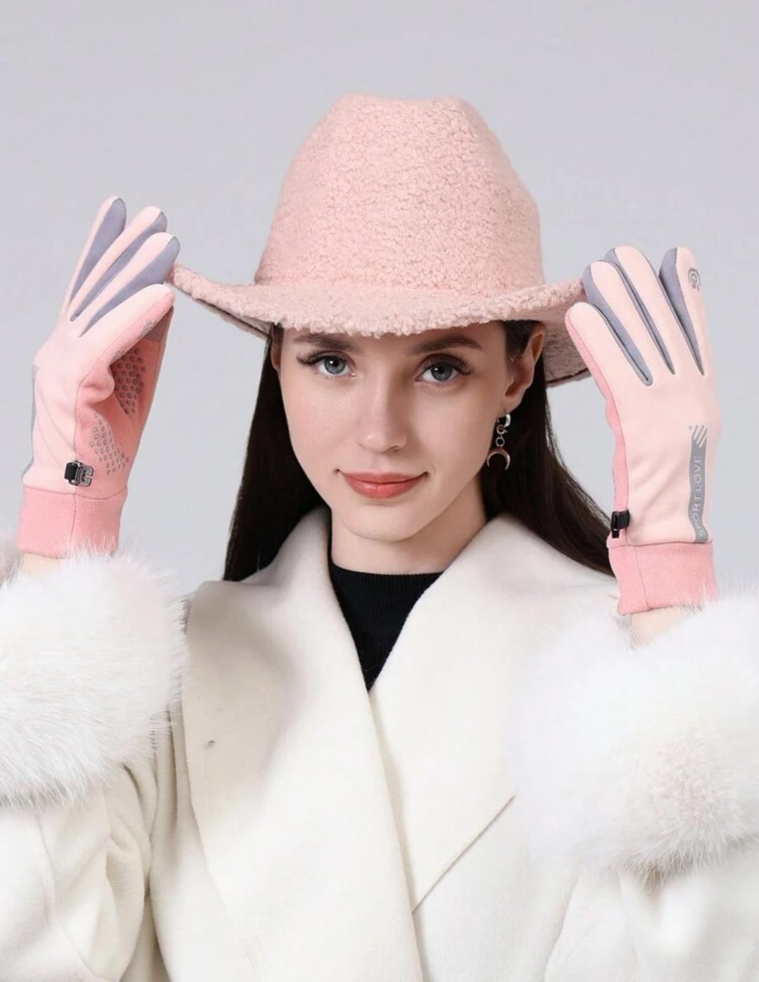 Curly Plush Pink Fedora Hat - Nesvay - by Peralane - photo 4