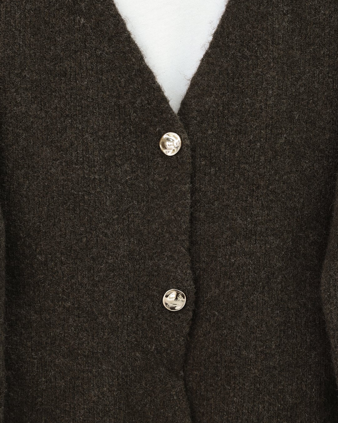 Women's Dark Brown Buttoned Knit Cardigan - Podyumplus - by Peralane - photo 4