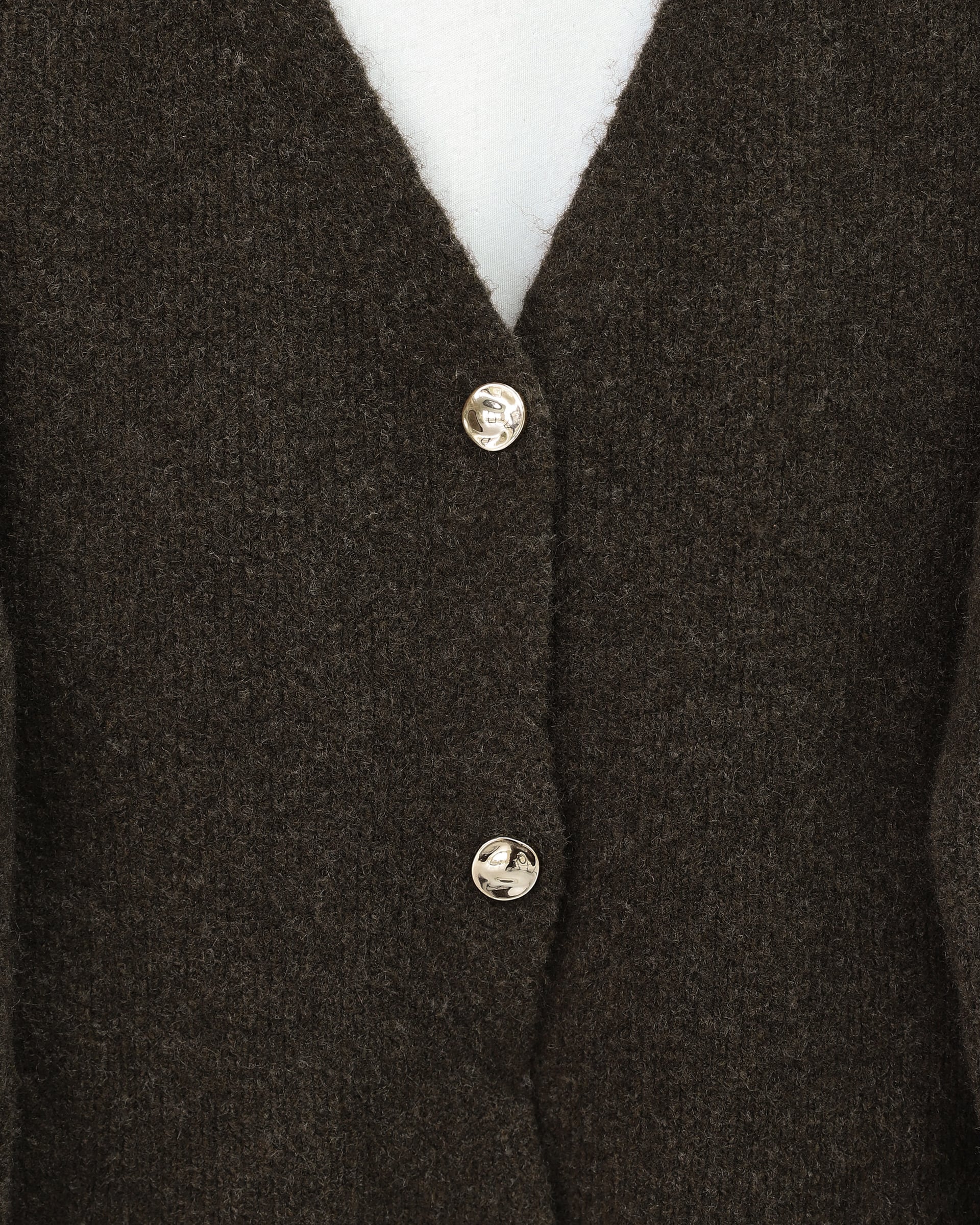 Women's Dark Brown Buttoned Knit Cardigan - Podyumplus - by Peralane - photo 4