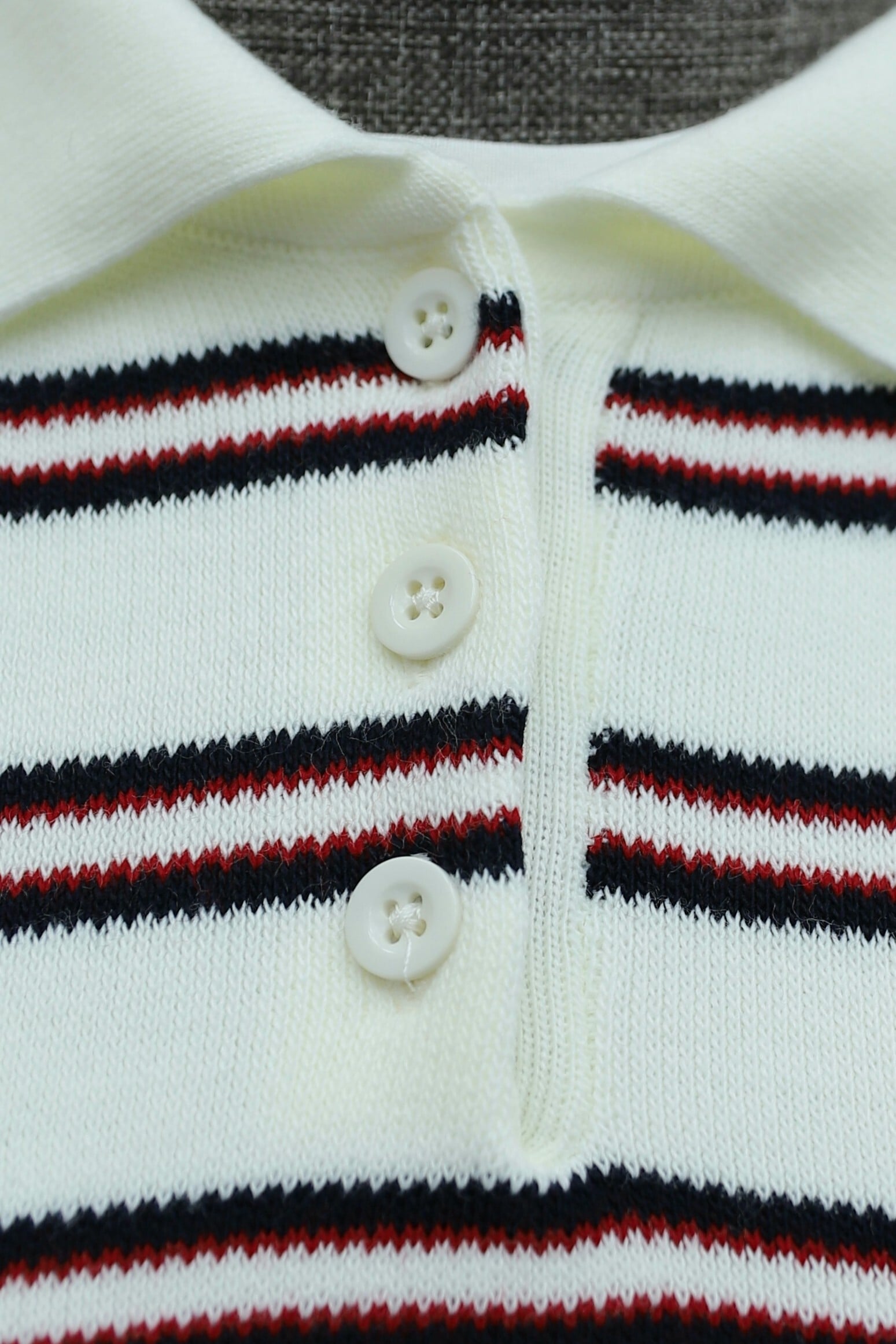Striped Oversize Polo Collar Sweater - Ecru - Podyumplus - by Peralane - photo 7
