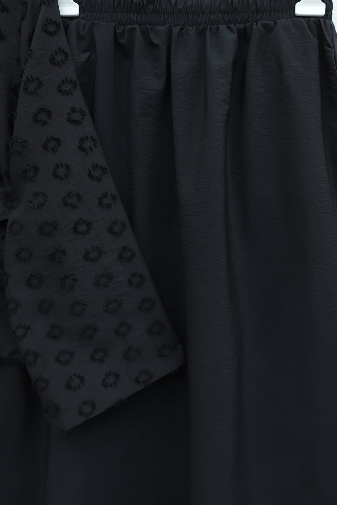 Single Button Belted Skirt Set with Raised Jacquard Pattern - Black - Podyumplus - by Peralane - photo 7