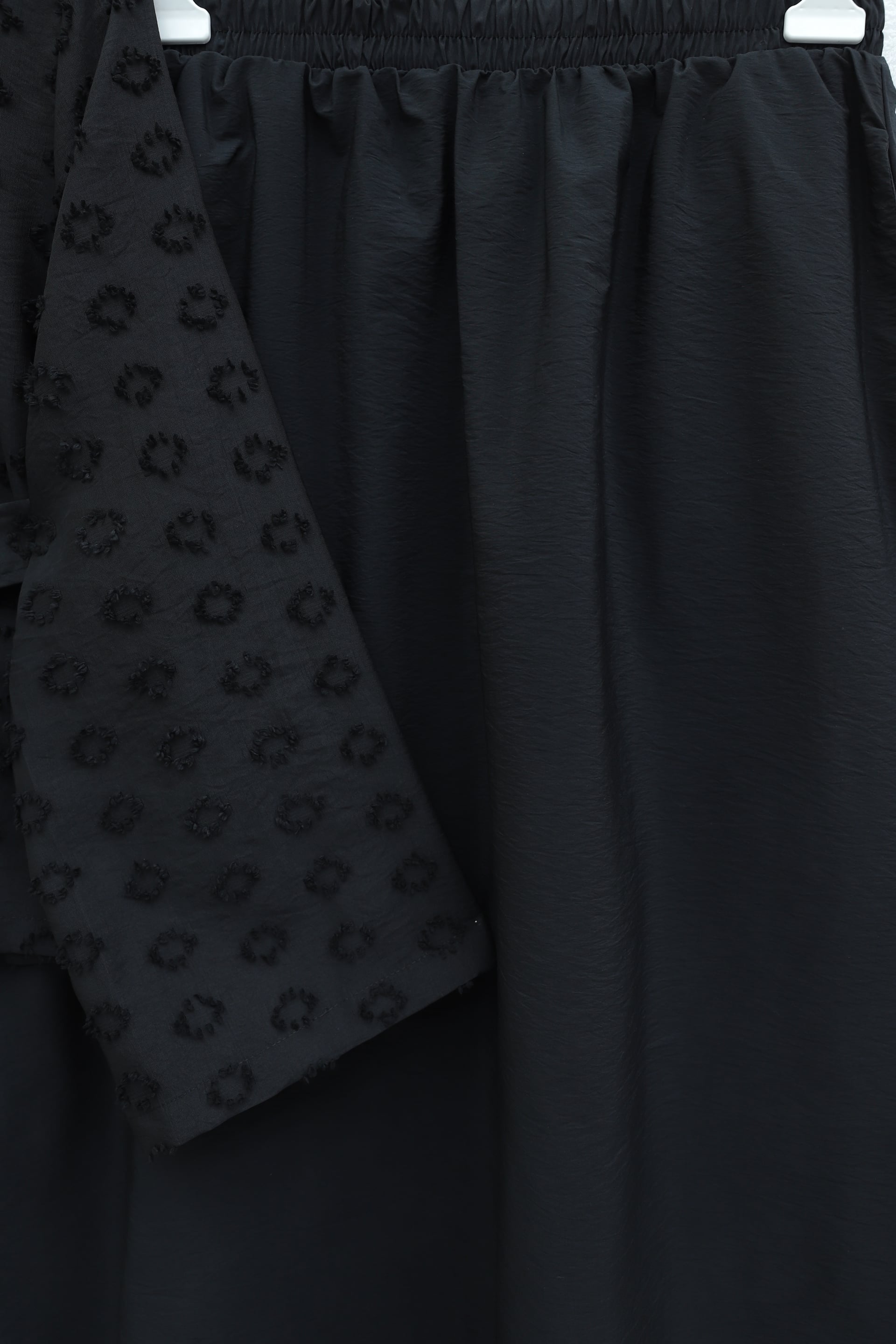 Single Button Belted Skirt Set with Raised Jacquard Pattern - Black - Podyumplus - by Peralane - photo 7