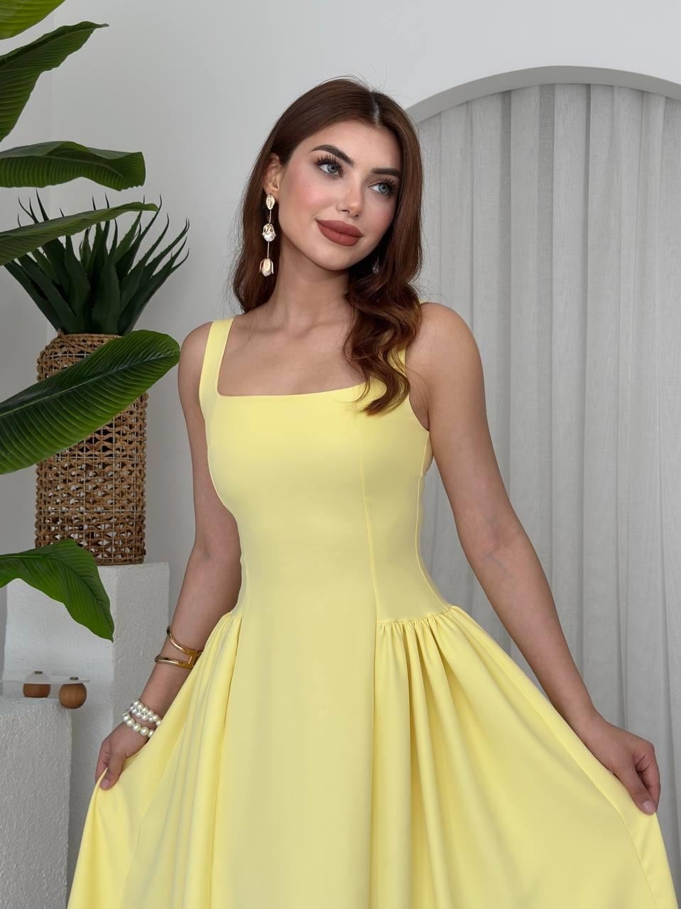 Yellow Pleated Sleeveless Dress - Etika - by Peralane - photo 5