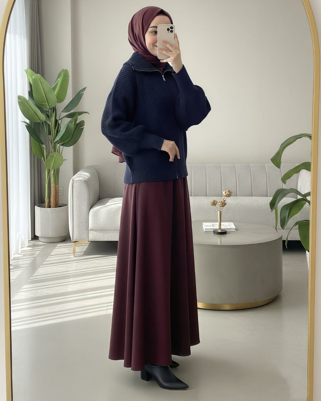 Half Collar Zip-Up Knit Cardigan - Navy - Podyumplus - by Peralane - photo 3