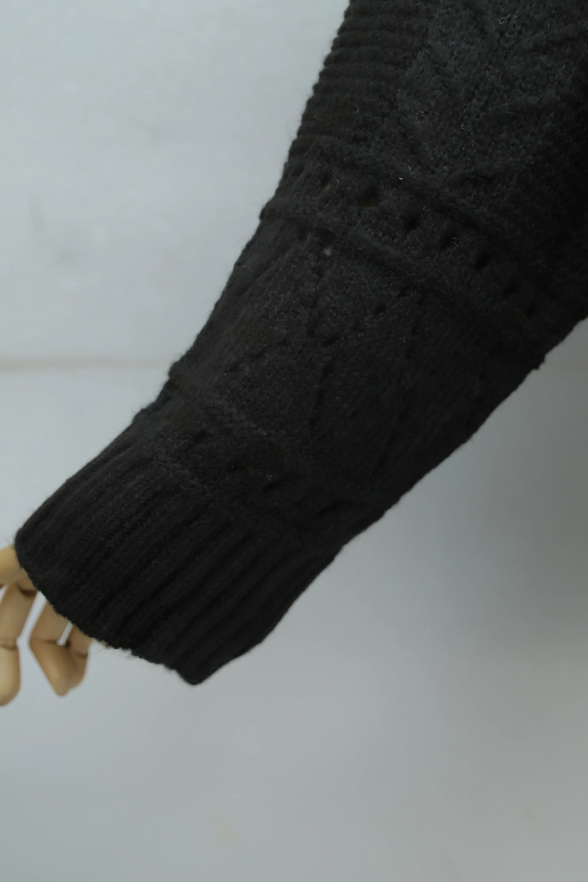 Black Open-Front Knit Cardigan with Double Pockets - Podyumplus - by Peralane - photo 4
