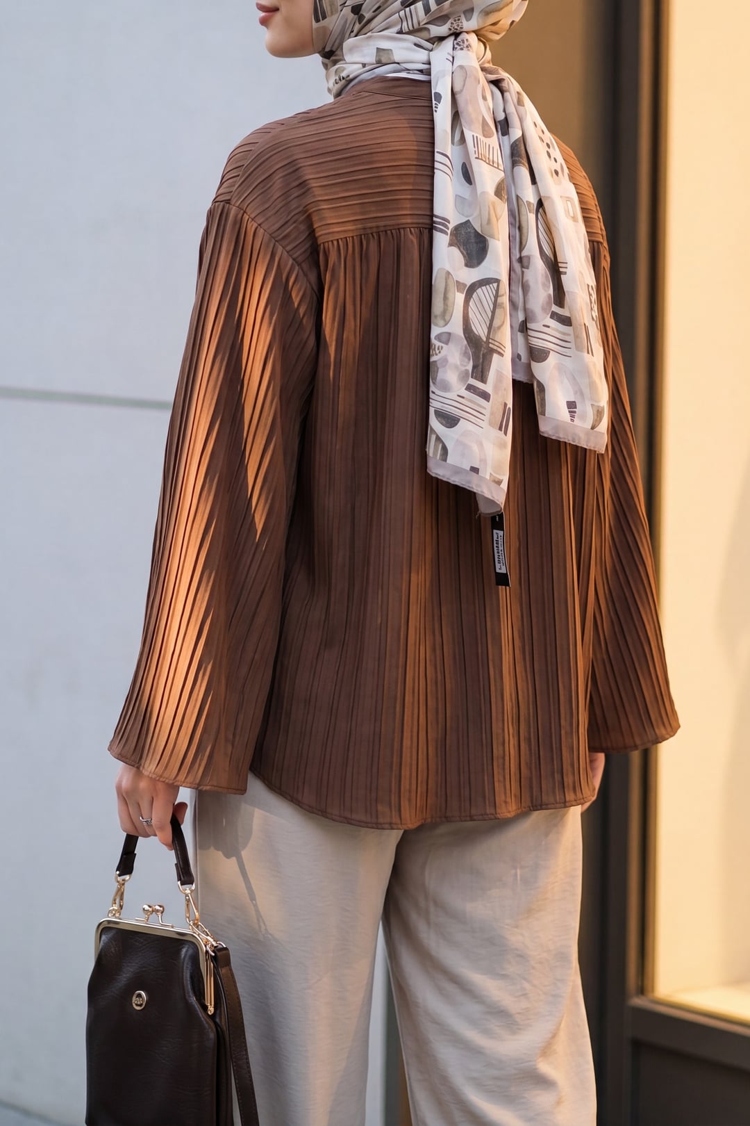 Round Neck Buttoned Spanish Sleeve Siena Tunic - Brown - Podyumplus - by Peralane - photo 8