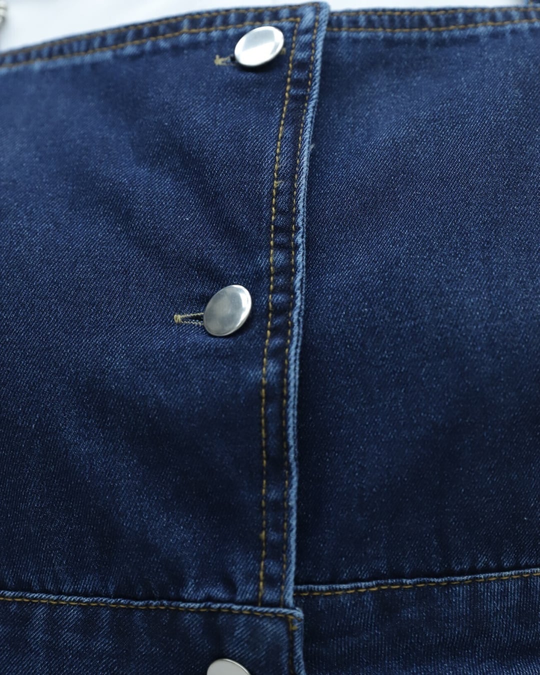 Button-Front Denim Pinafore Dress with Ruffled Hem - Dark Blue - Podyumplus - by Peralane - photo 7