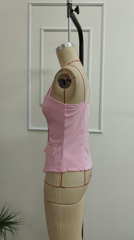 Women's Pink Sleeveless Button-Front Vest Top - Janes - by Peralane - photo 5