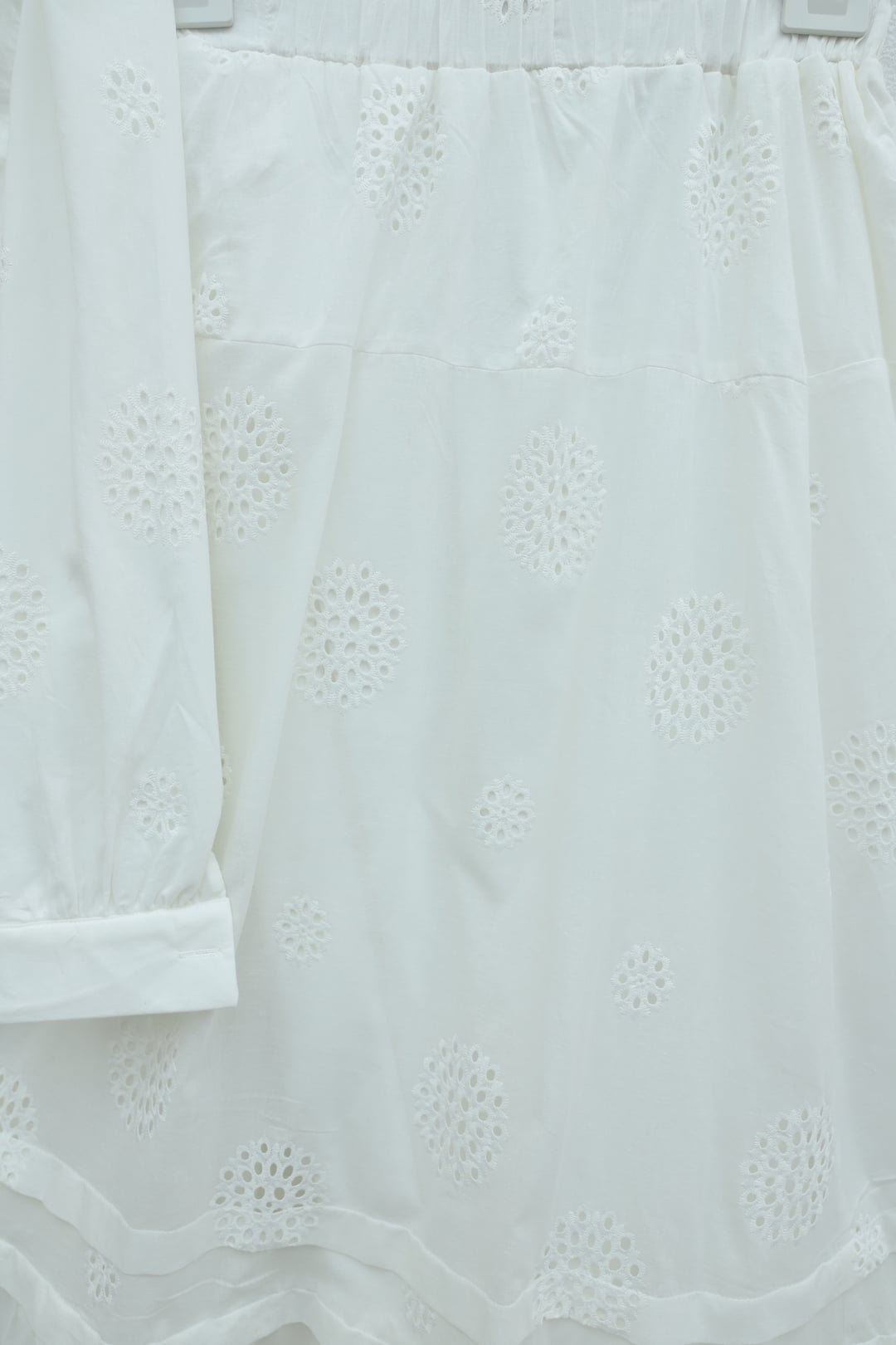 Ribbed Front Stone Button Peplum Lined Skirt Linen Look Set - White - Podyumplus - by Peralane - photo 9