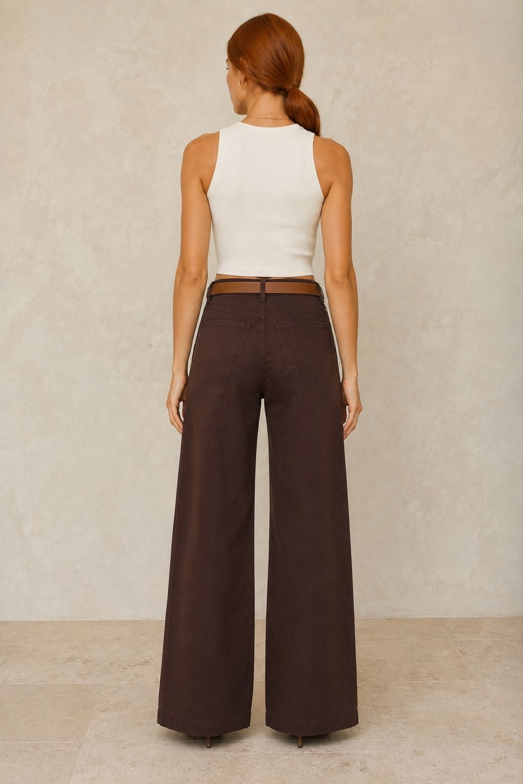 Relax Wide-Leg High-Waist Trousers in Brown - Xlove - by Peralane - photo 6