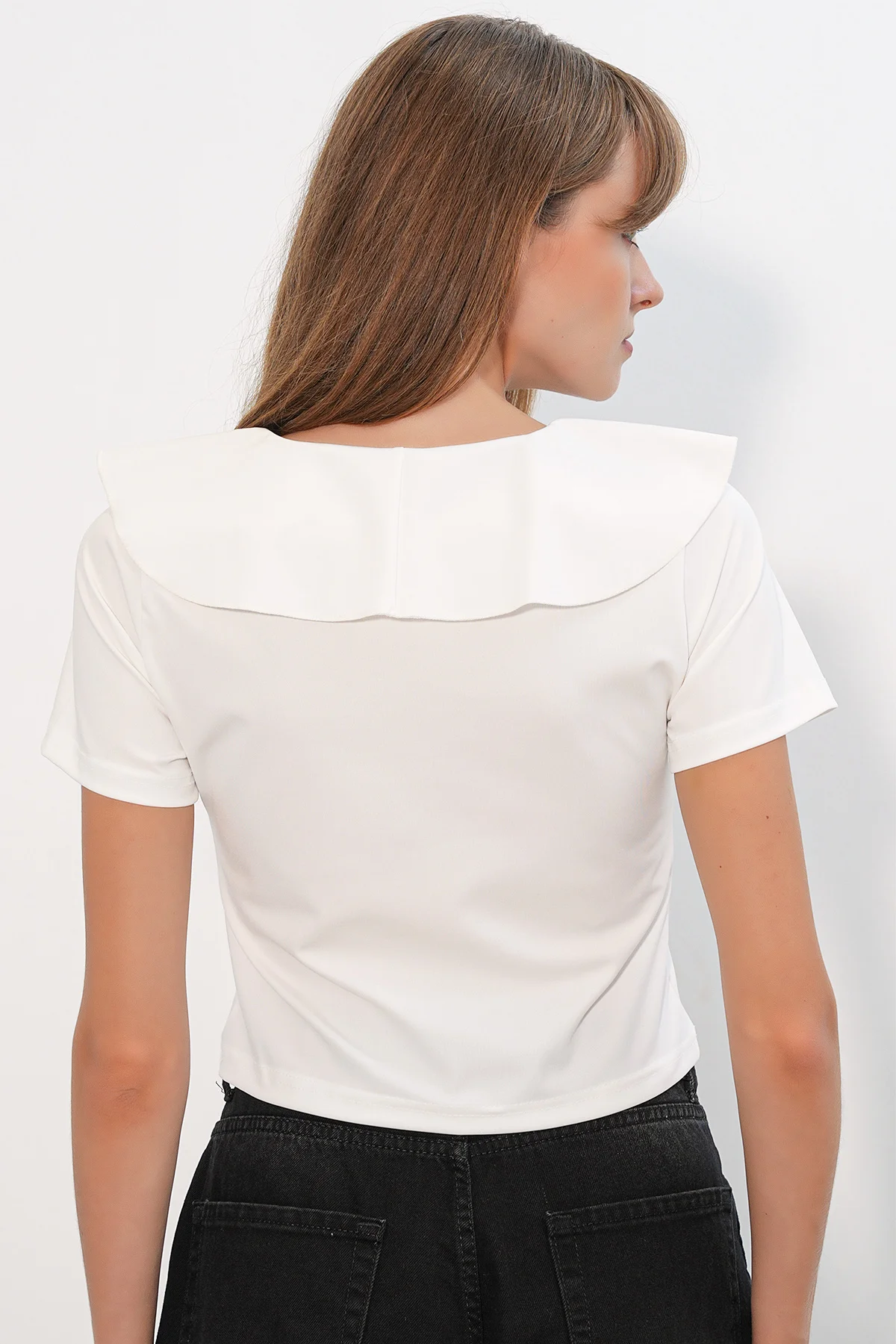 Women's Short-Sleeve Crop Blouse 40001 - White - Bigdart - by Peralane - photo 4
