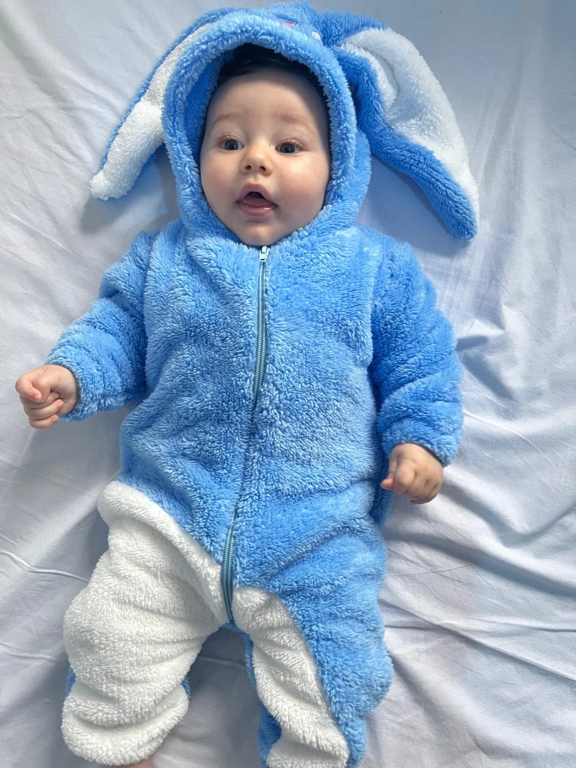 Blue Fleece Bunny Romper with Hood (Pack of 4) - Minizade - by Peralane