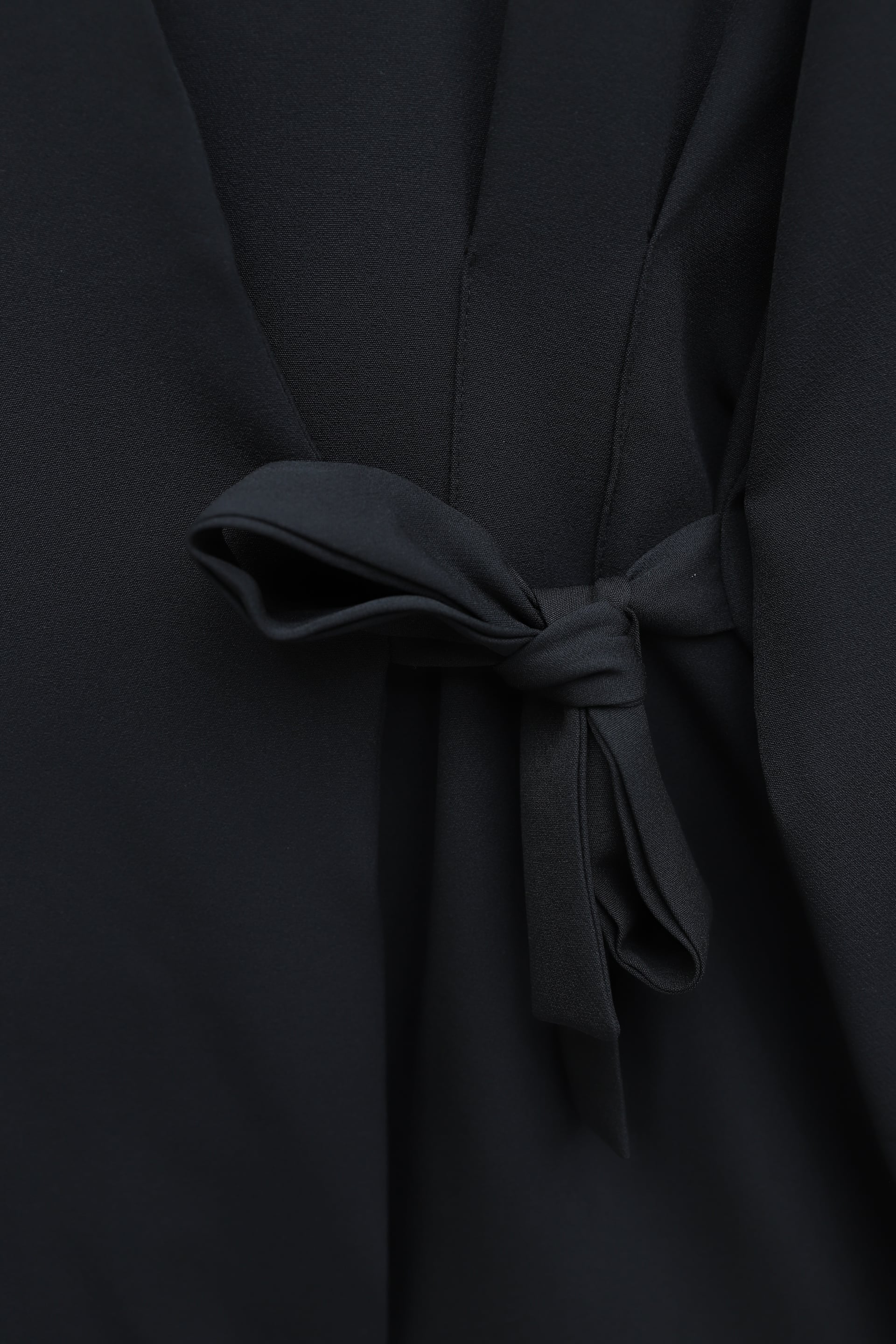 Pens Detail Cross-Front Tie Belt Blazer and Wide-Leg Trousers Set in Black - Podyumplus - by Peralane - photo 4