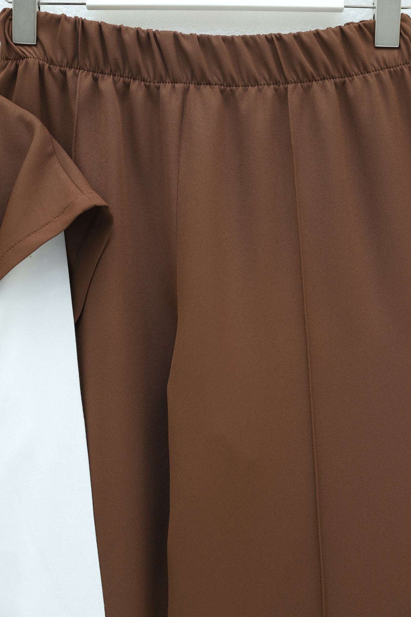 Double Crepe Button Detail Double Lace-Up Vest and Wide-Leg Trouser Co-ord Set in Tan - Podyumplus - by Peralane - photo 10