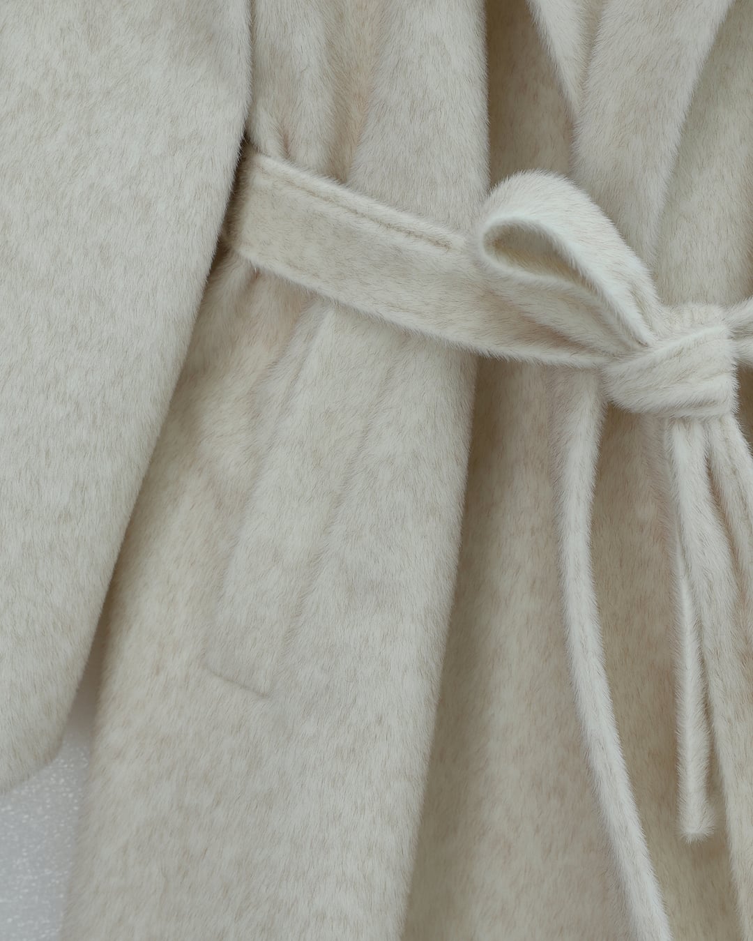Cream Belted Lined Pocket Wool-Blend Coat - Podyumplus - by Peralane - photo 6
