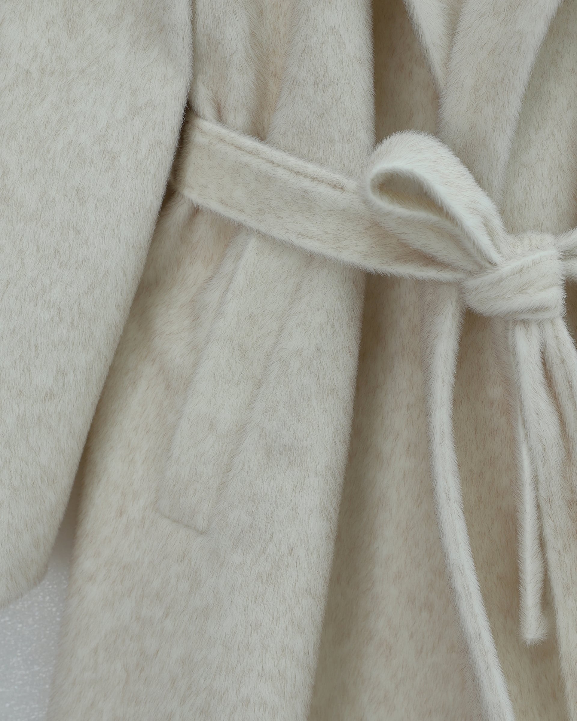 Cream Belted Lined Pocket Wool-Blend Coat - Podyumplus - by Peralane - photo 6