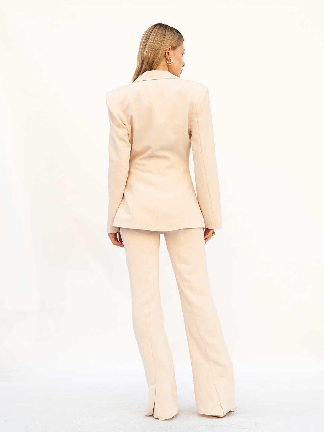 Beige Striped Blazer and Trousers Suit Set - Lefon - by Peralane - photo 3