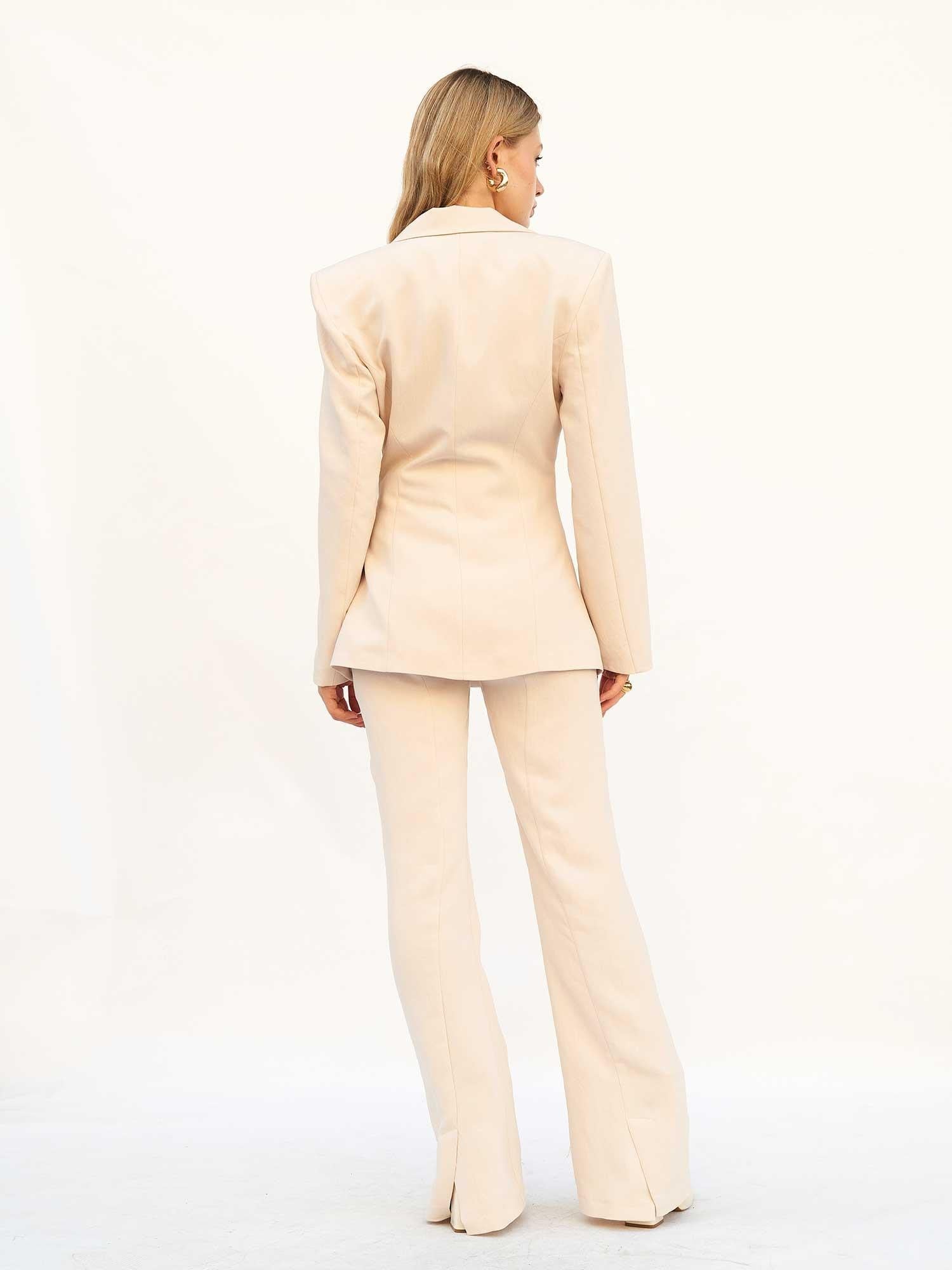 Beige Striped Blazer and Trousers Suit Set - Lefon - by Peralane - photo 3