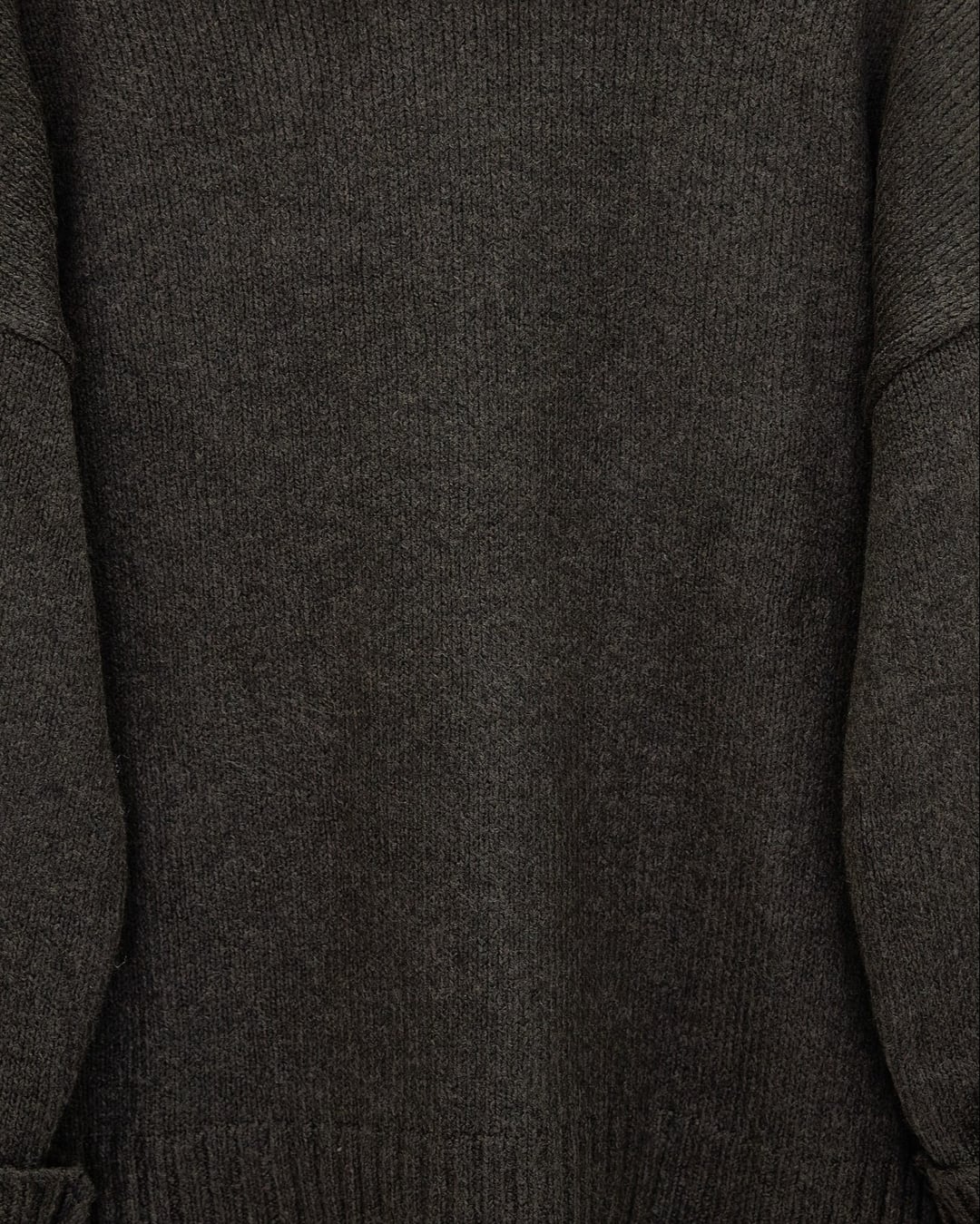 Crew Neck Ribbed Hem Oversized Knit Tunic - Dark Brown - Podyumplus - by Peralane - photo 3