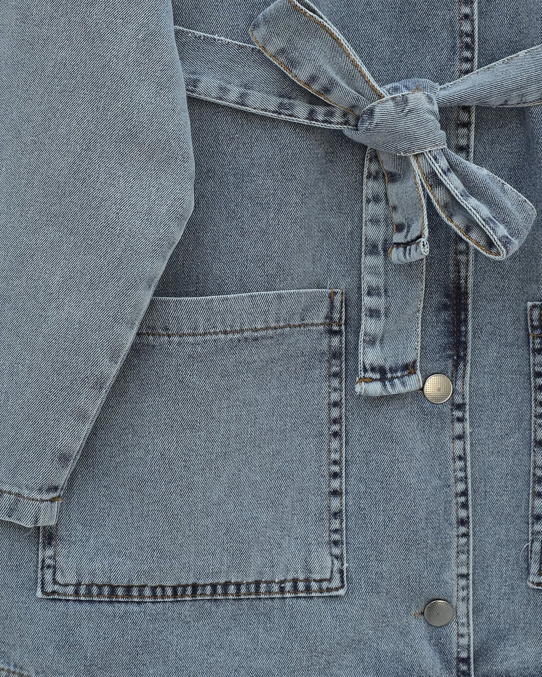 Belted Denim Co-ord Set with Button Front and Pockets - Ice Blue - Podyumplus - by Peralane - photo 5